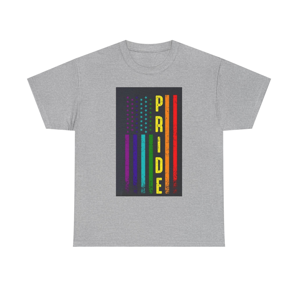Pride Rainbow Flag Tee — Vertical "PRIDE" Graphic T-Shirt