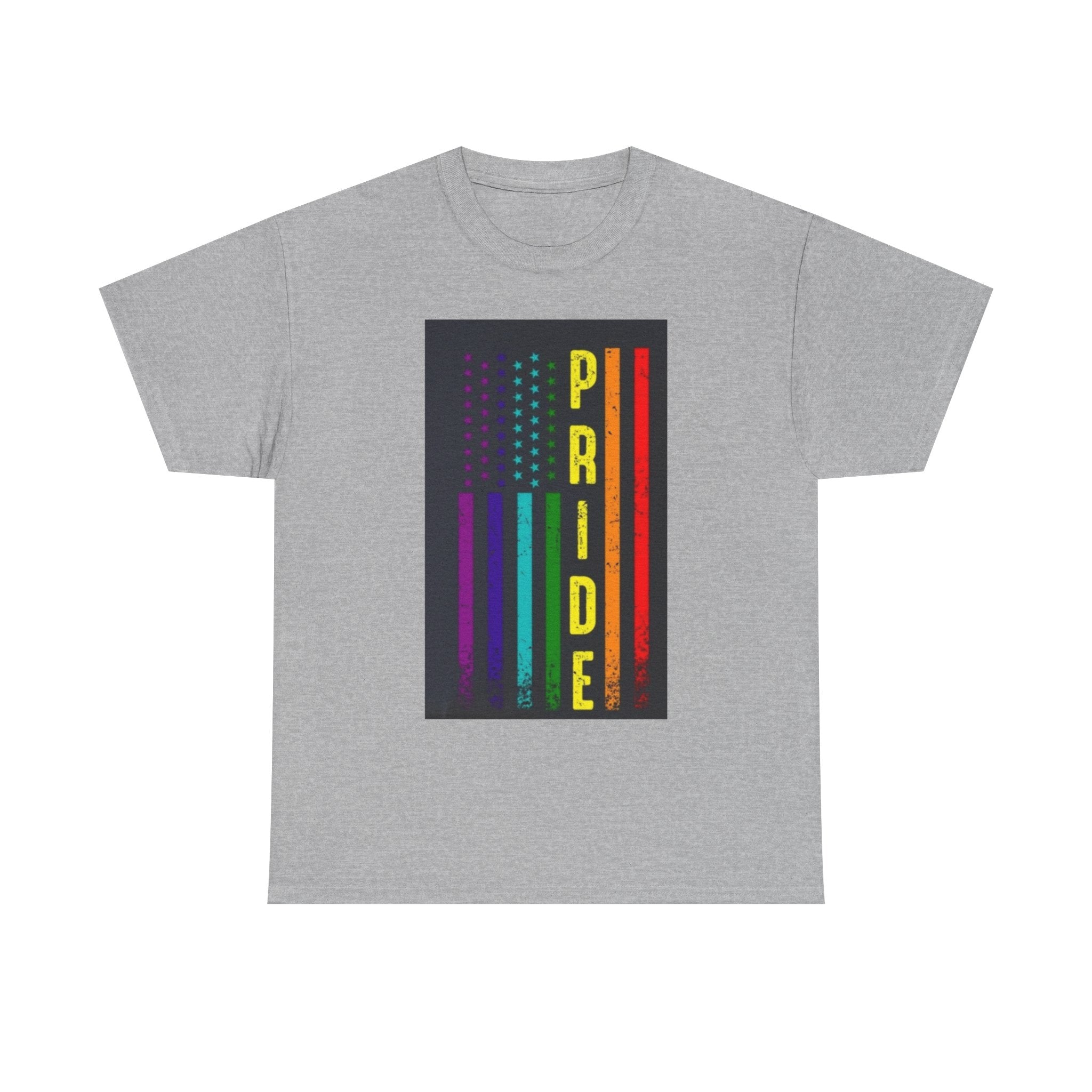 Pride Rainbow Flag Tee — Vertical "PRIDE" Graphic T-Shirt
