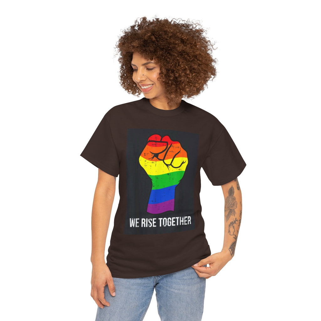 We Rise Together Rainbow Fist T-Shirt