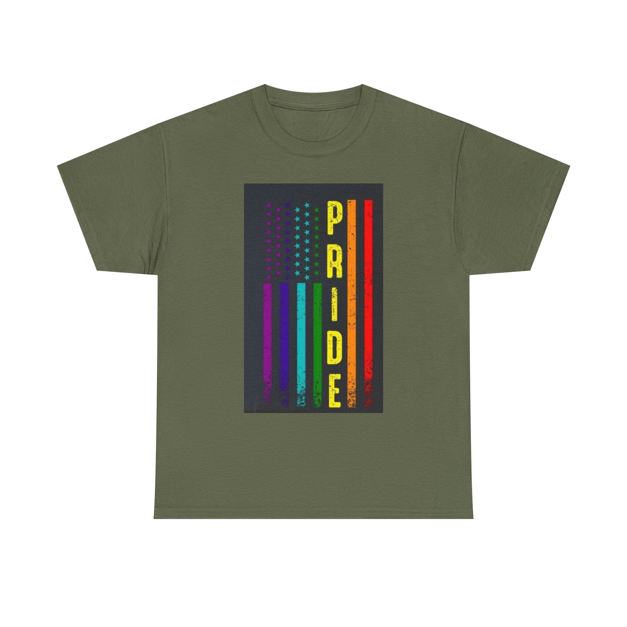 Pride Rainbow Flag Tee — Vertical "PRIDE" Graphic T-Shirt