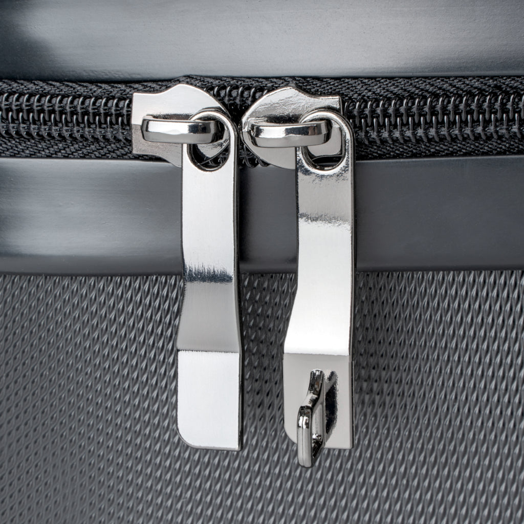 Silver Satin Travel Suitcase – Metallic Marble Carry-On Luggage