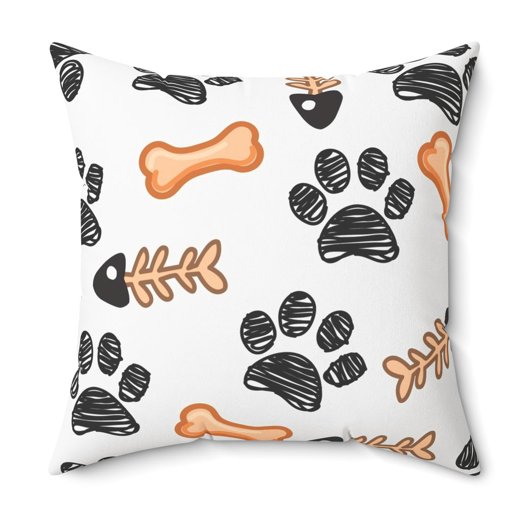 Dog Paw & Bones Decorative Throw Pillow — Pet Lover