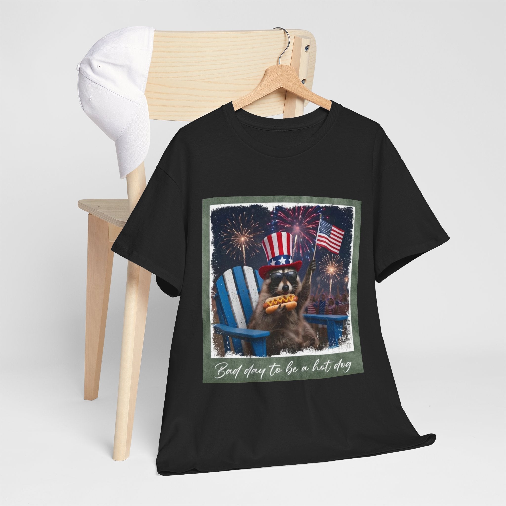 Patriotic Uncle Sam Bear T-Shirt — 'God Spares Us to Be a Hot Dog' 4th of July Tee