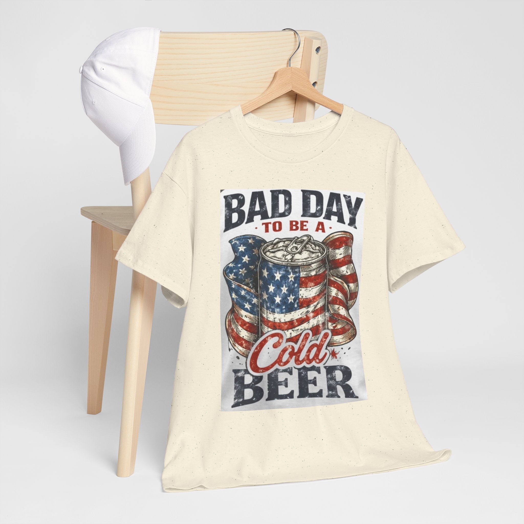 Bad Day to Be a Cold Beer T-Shirt — American Flag Beer Can Graphic Tee