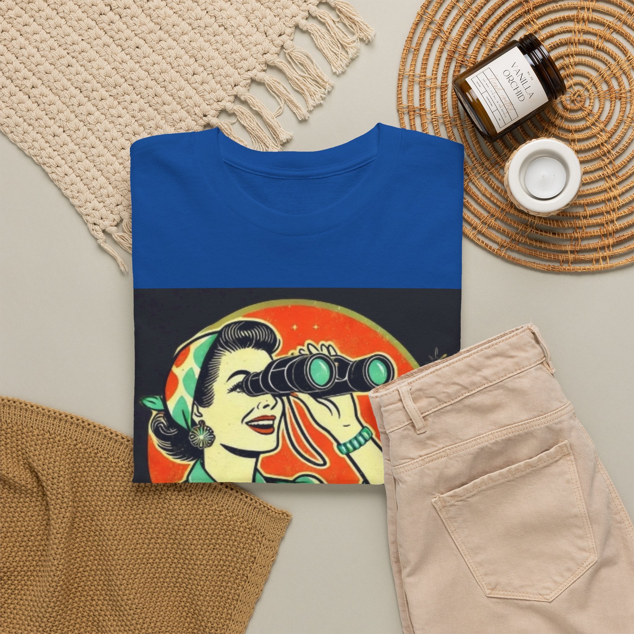 Graphic Tee — "Oh, Look! Nobody Gives a Shit" Retro Binoculars Design