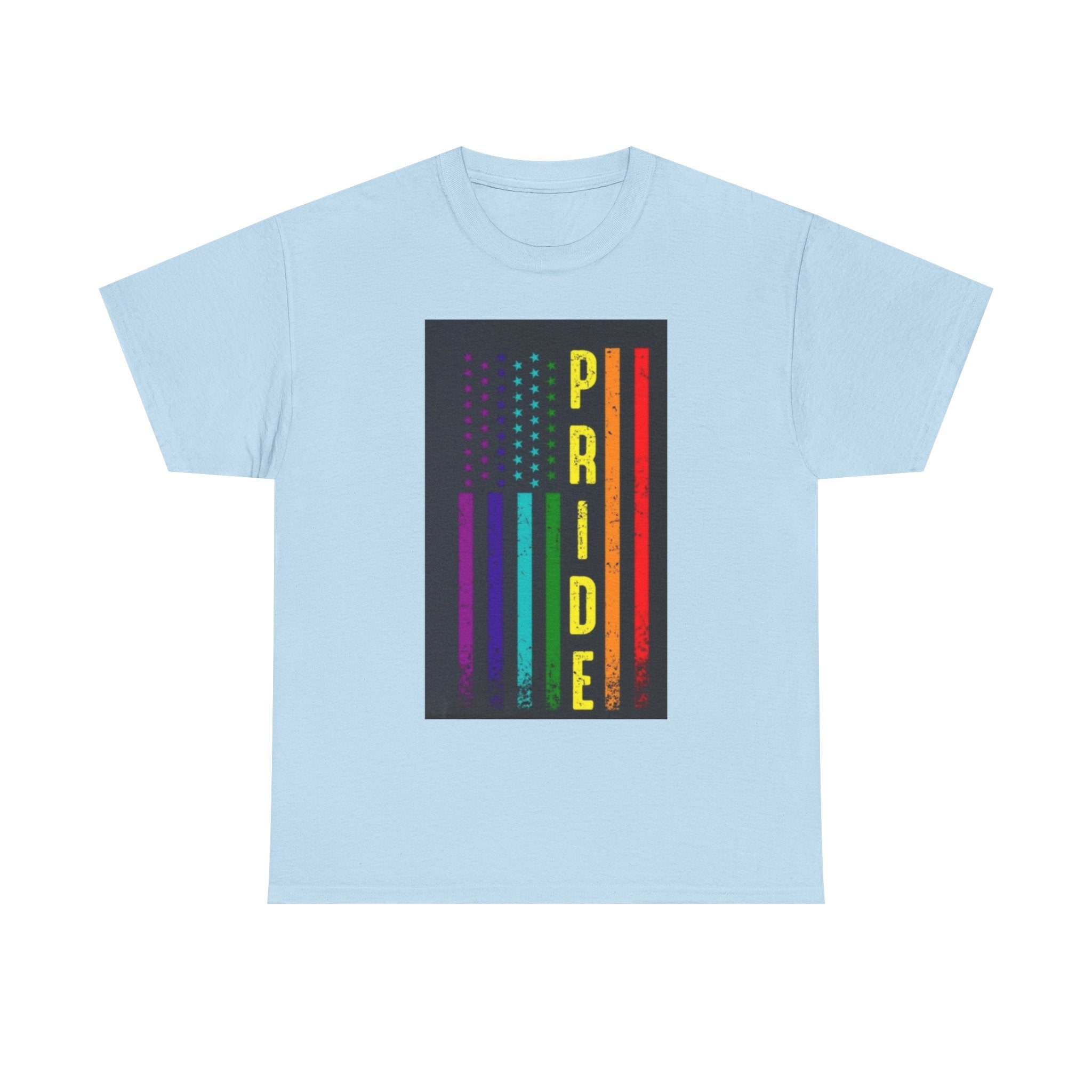 Pride Rainbow Flag Tee — Vertical "PRIDE" Graphic T-Shirt