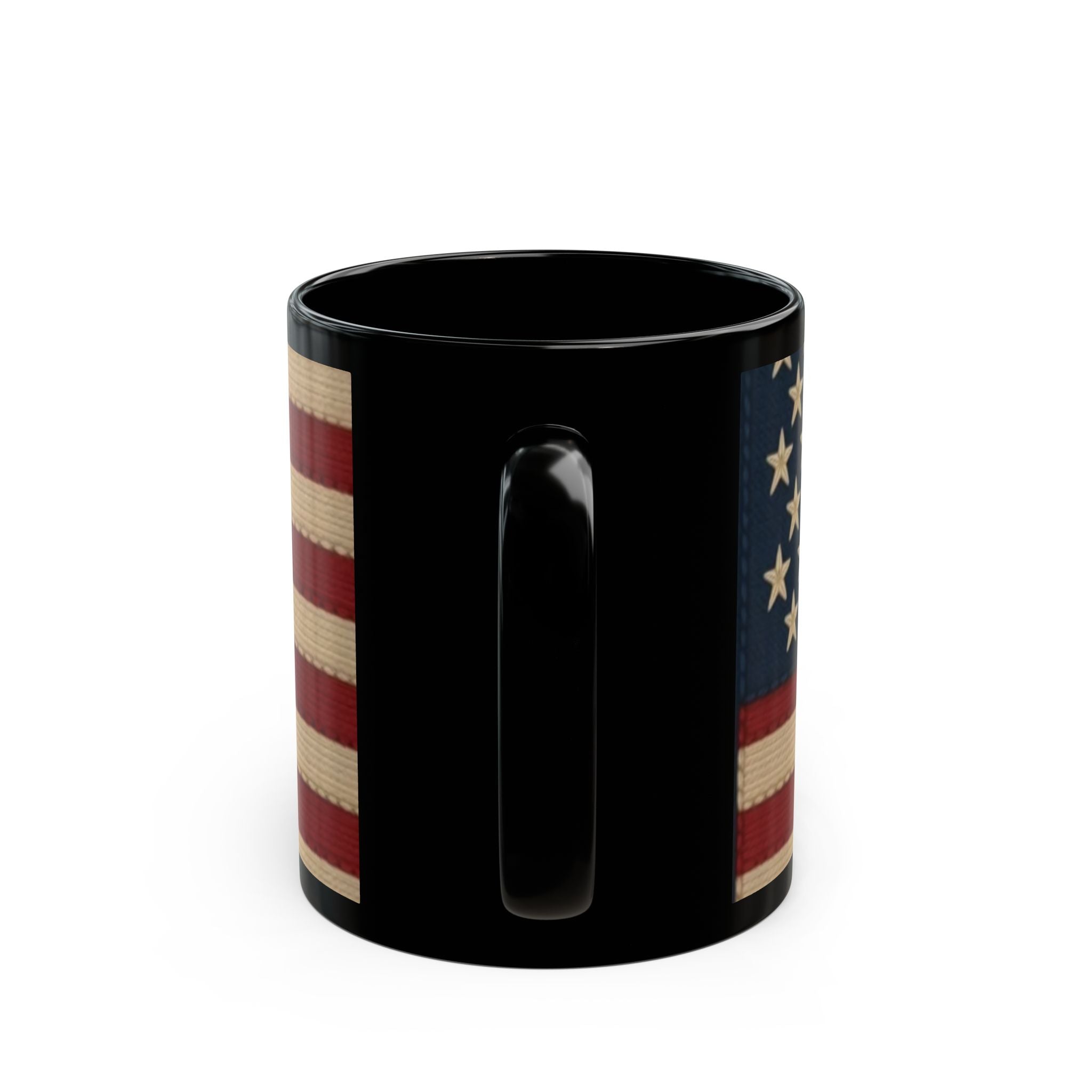 American Flag Vintage Black Mug — Patriotic Stars & Stripes Coffee Cup (11oz/15oz)