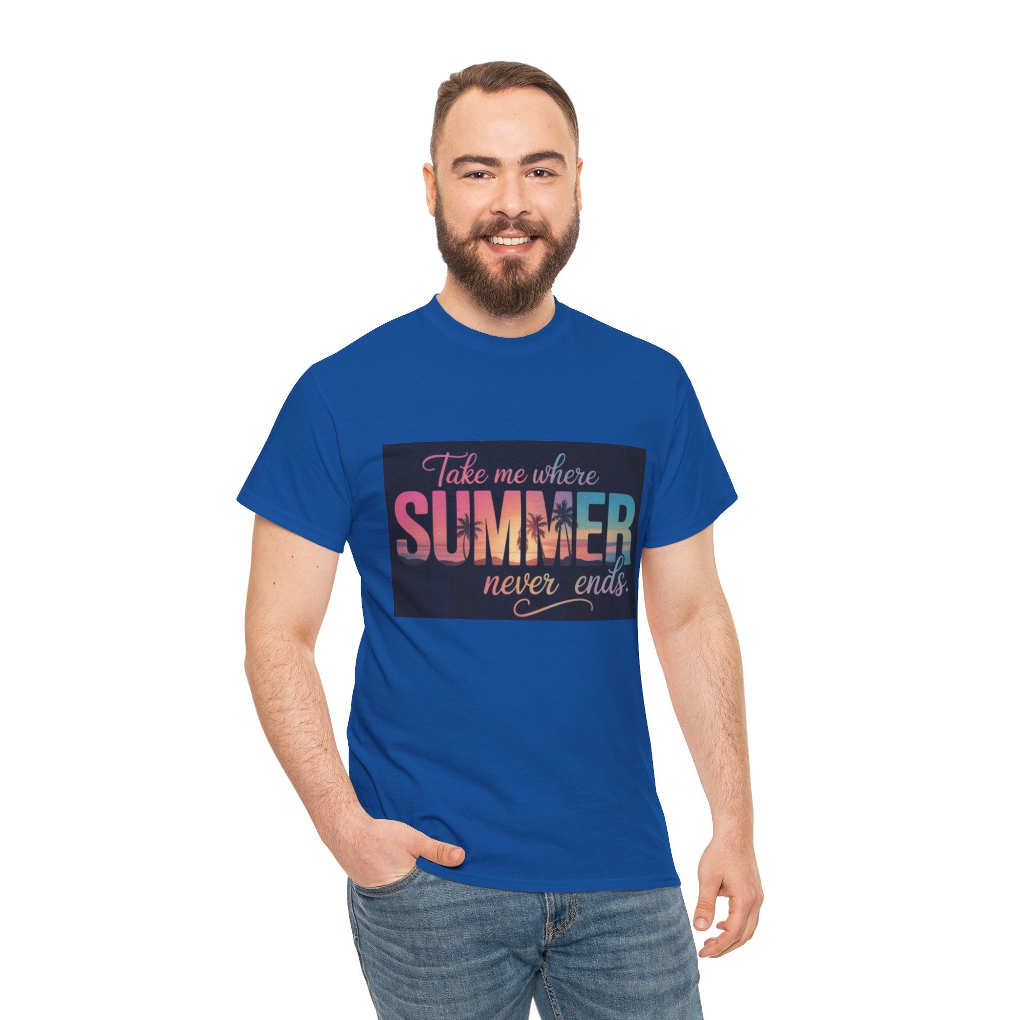 T-Shirt — "Take Me Where Summer Never Ends" Retro Beach Vibes