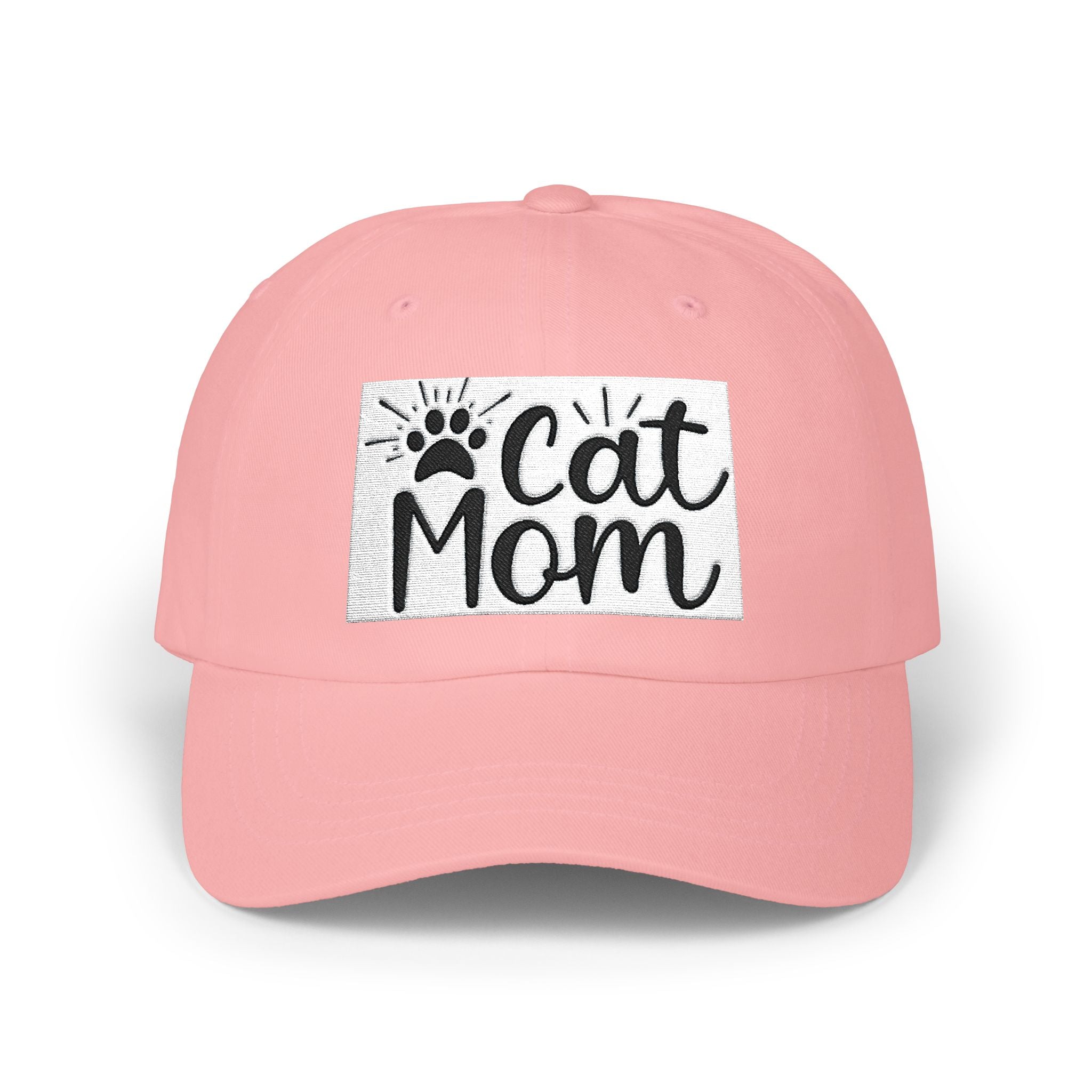 Cat Mom Dad Cap – White Embroidered Cat Mom Baseball Hat