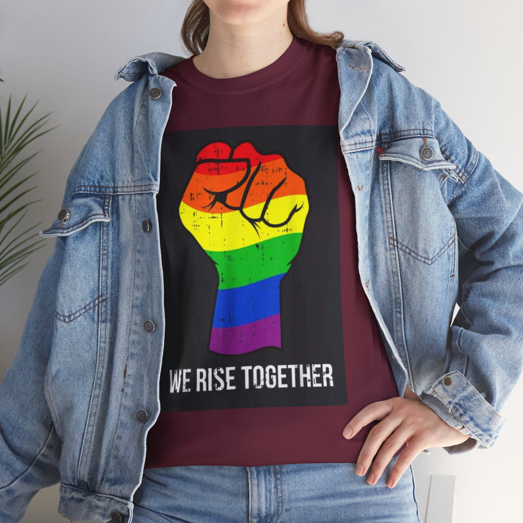 We Rise Together Rainbow Fist T-Shirt