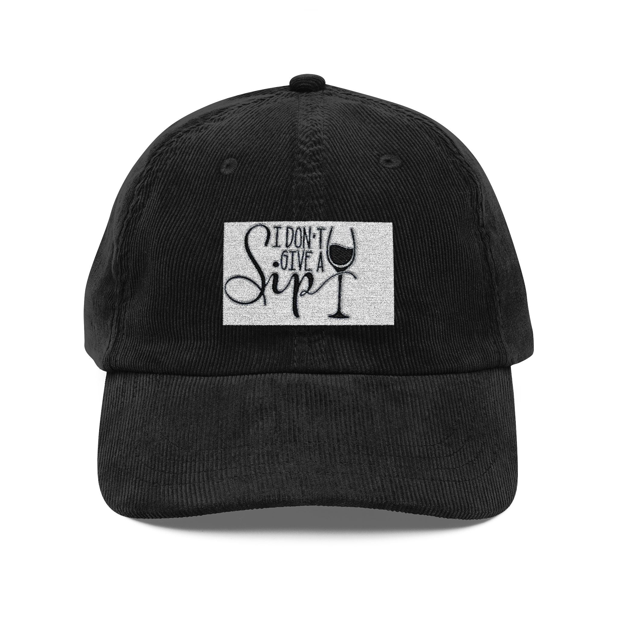 Vintage Corduroy Cap — Embroidered ‘Sip’ Wine Lover Baseball Hat