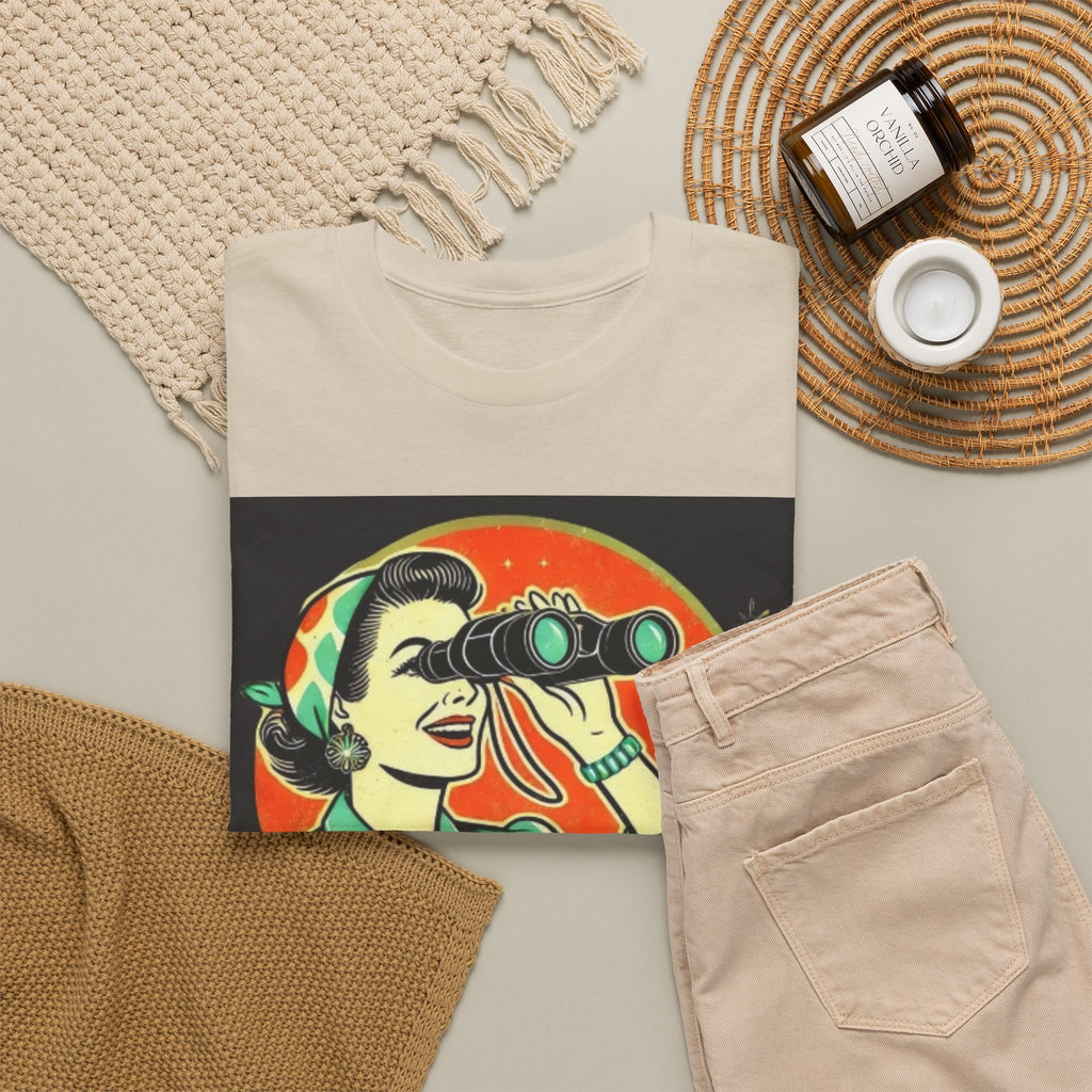 Graphic Tee — "Oh, Look! Nobody Gives a Shit" Retro Binoculars Design