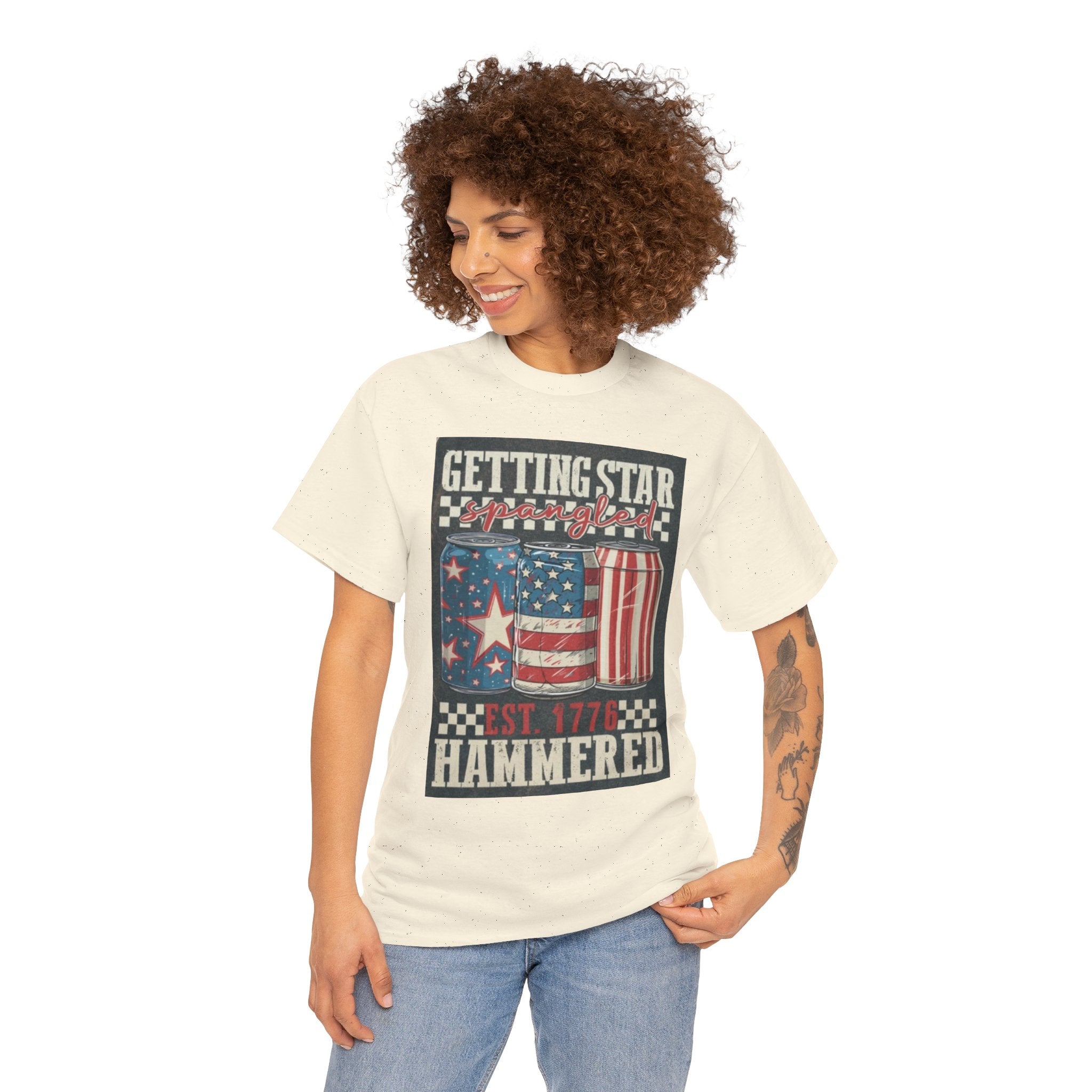 Getting Star Hammered Tee — Patriotic 4th of July Beer Can T-Shirt (Est. 1776)