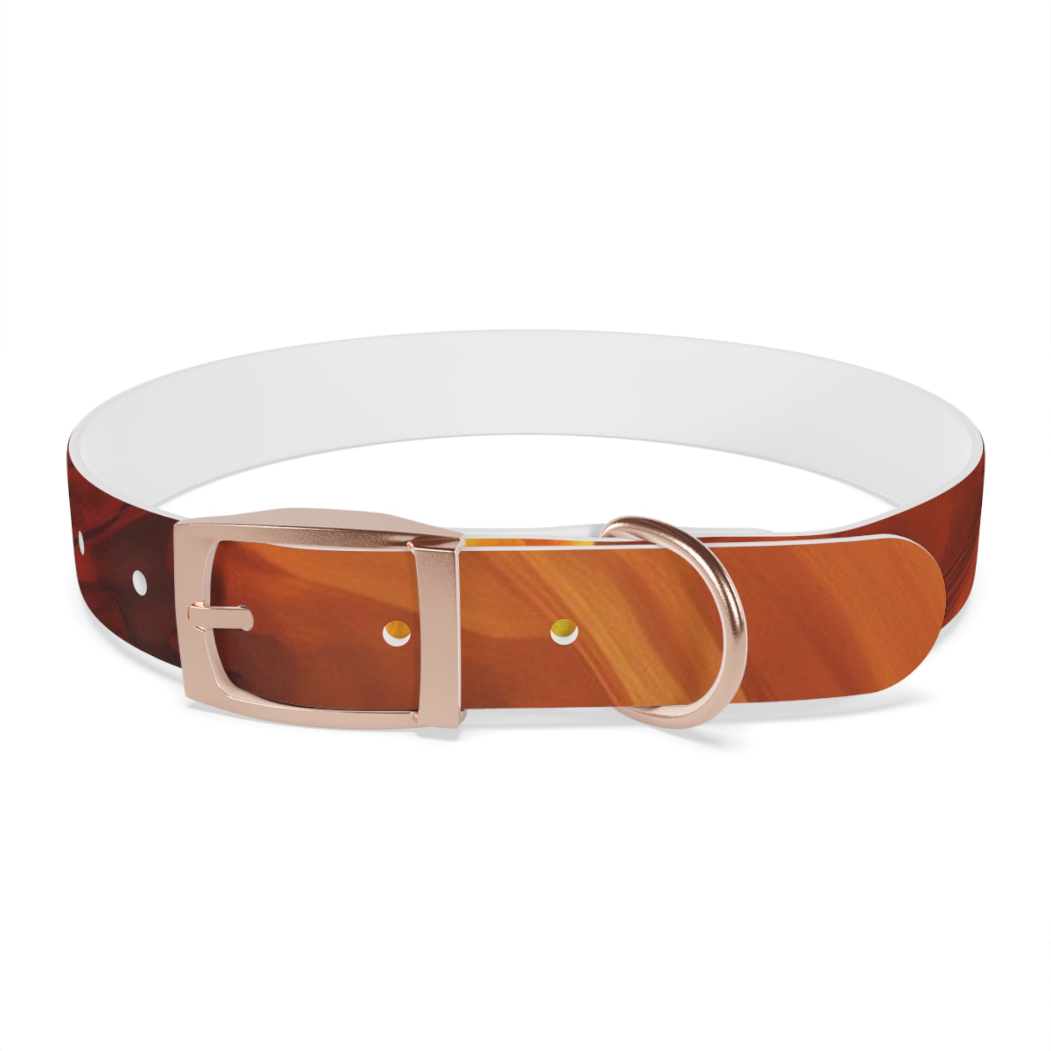 Amber Swirl Dog Collar — Warm Brown Abstract Pattern