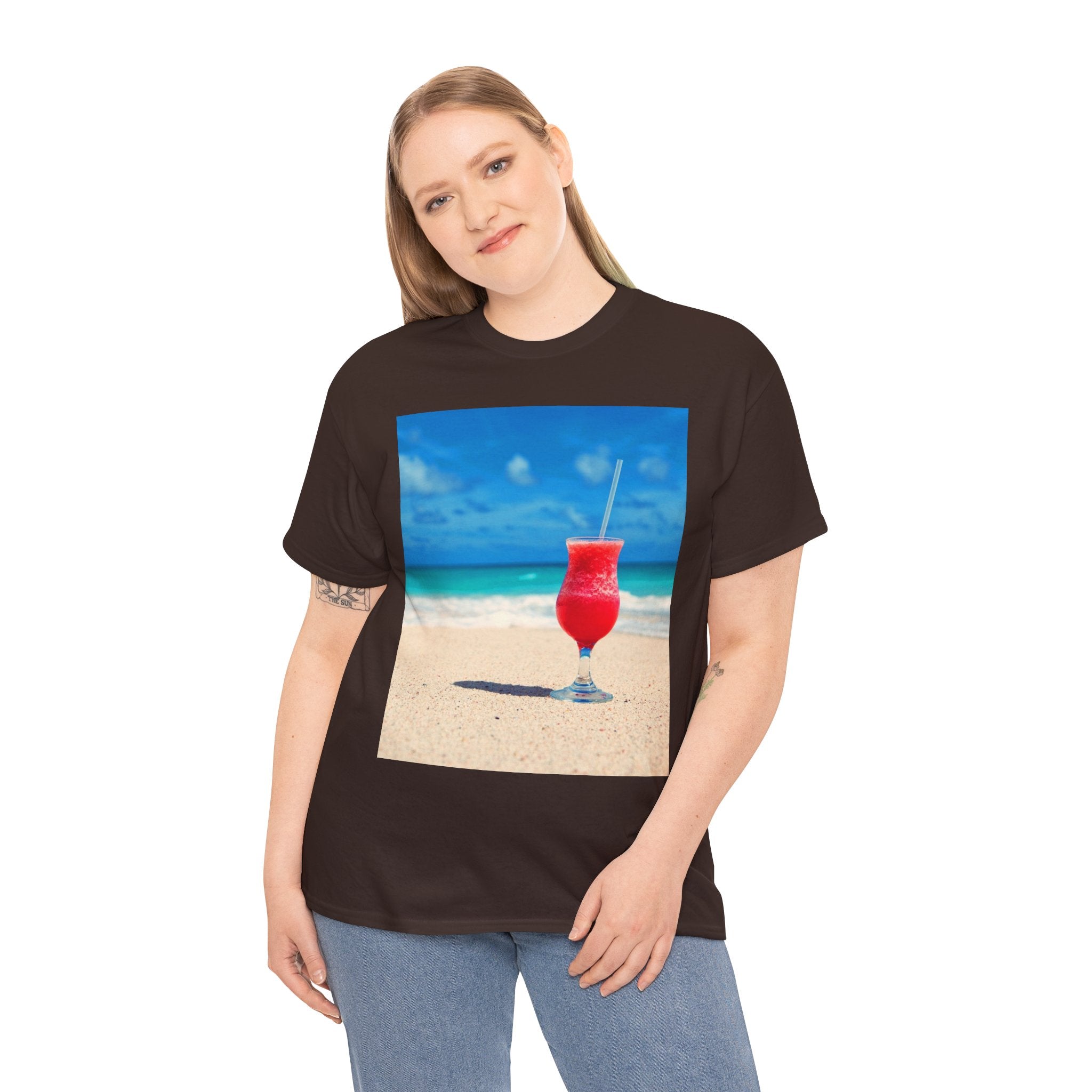 Tropical Beach Cocktail Graphic Tee (Summer Vacation Drink)