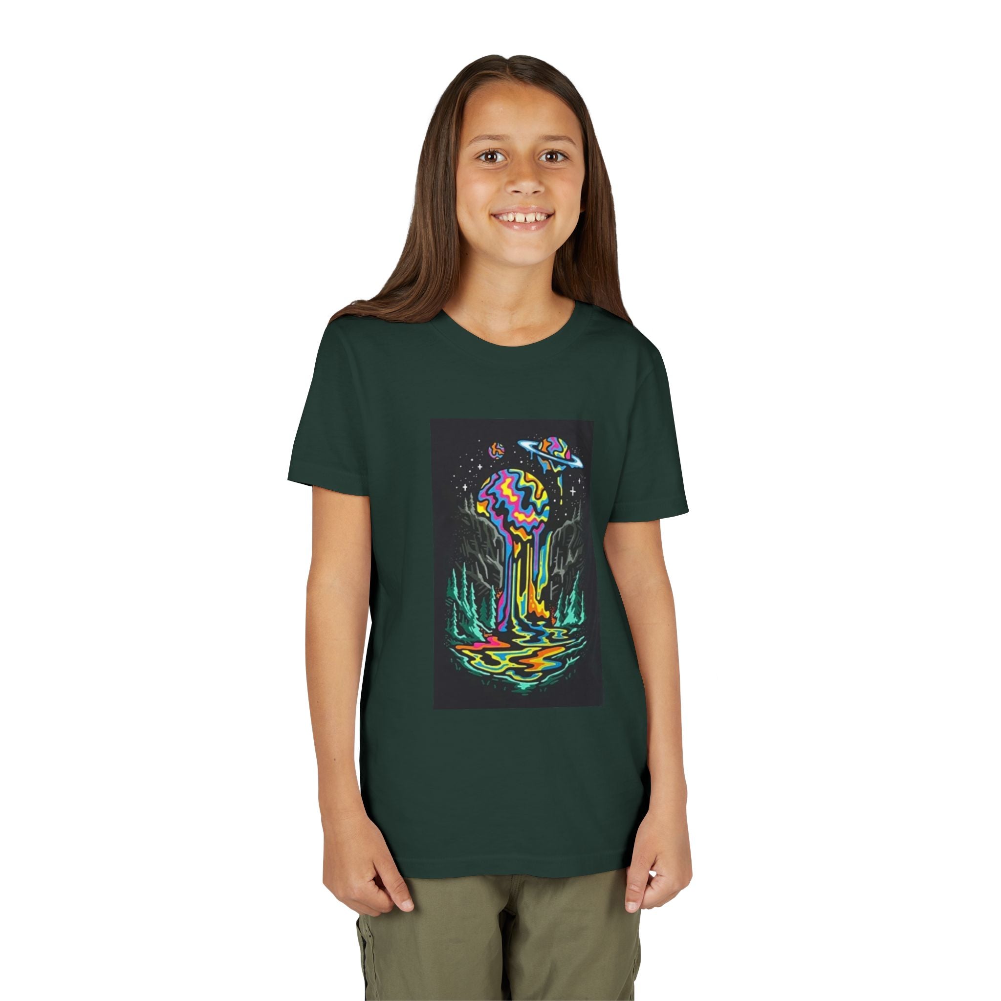 Youth Tee — Neon Drip Planet Space Graphic
