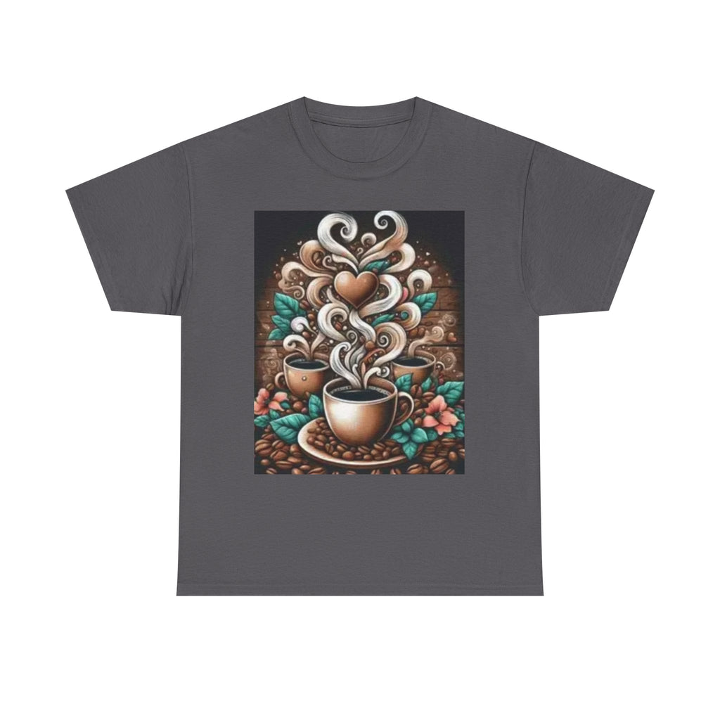 Coffee Cup T-Shirt — Whimsical Steaming Heart Coffee Design
