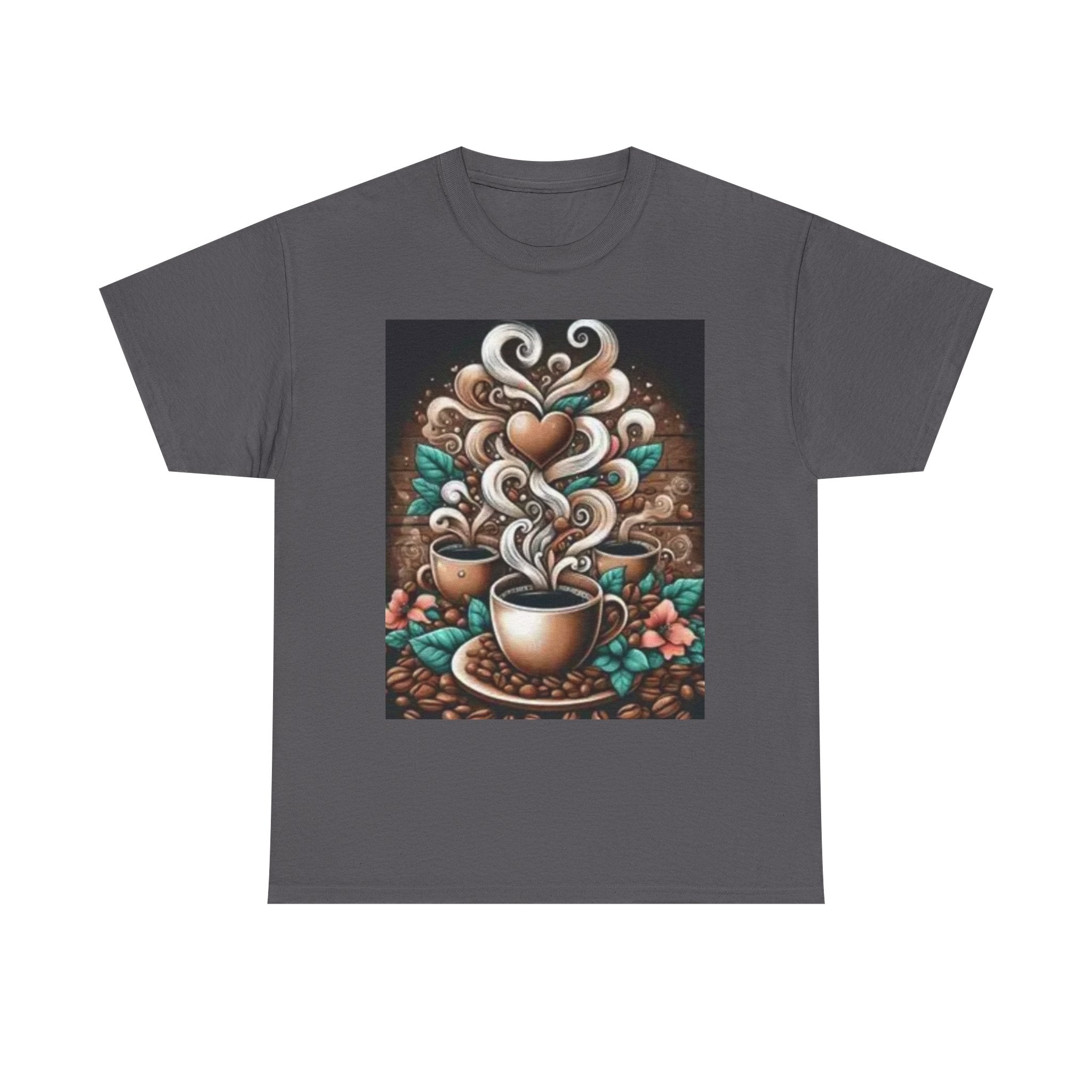 Coffee Cup T-Shirt — Whimsical Steaming Heart Coffee Design