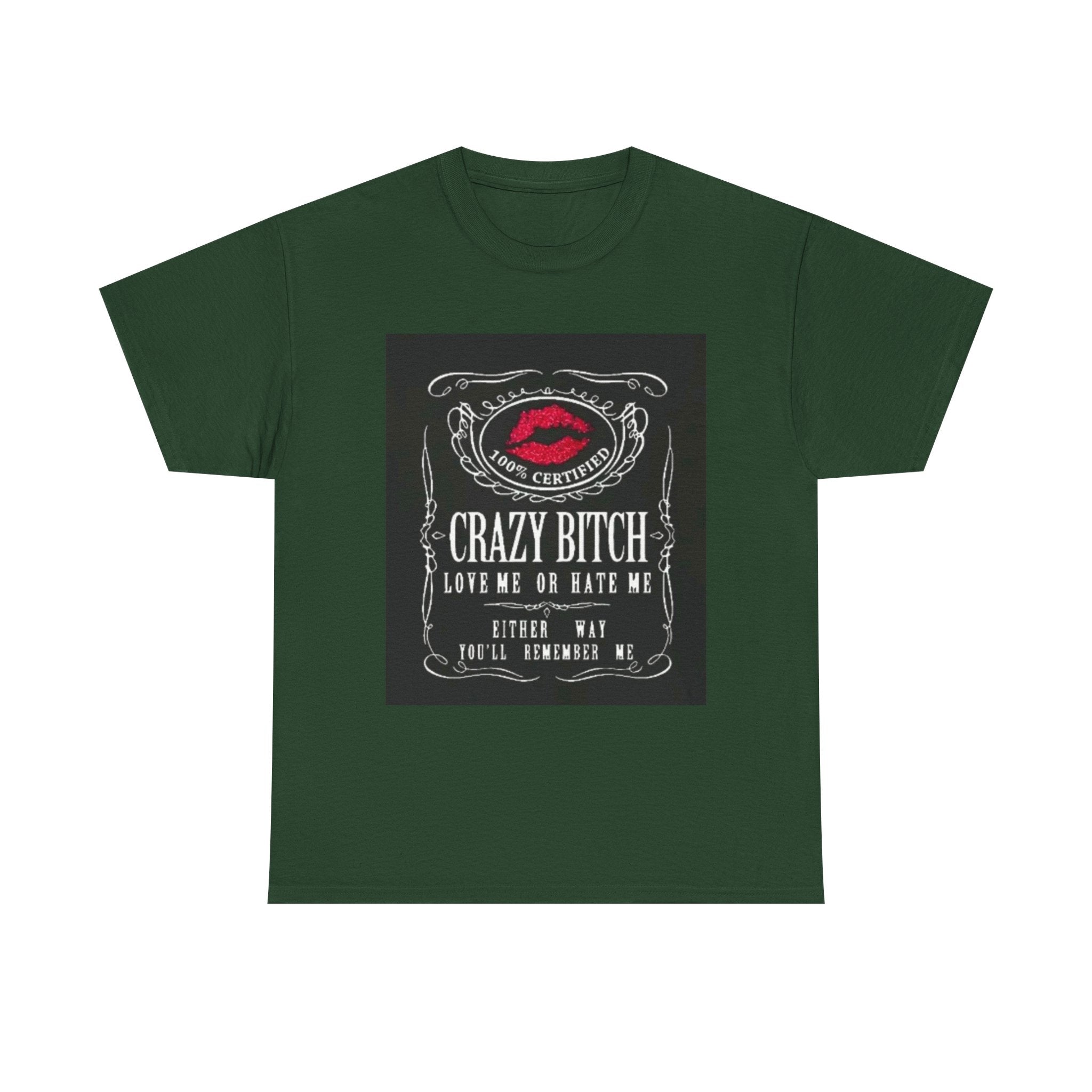 Crazy Bitch Graphic Tee – 'Love Me or Hate Me' Retro Lip Print