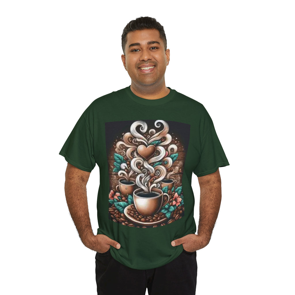 Coffee Cup T-Shirt — Whimsical Steaming Heart Coffee Design