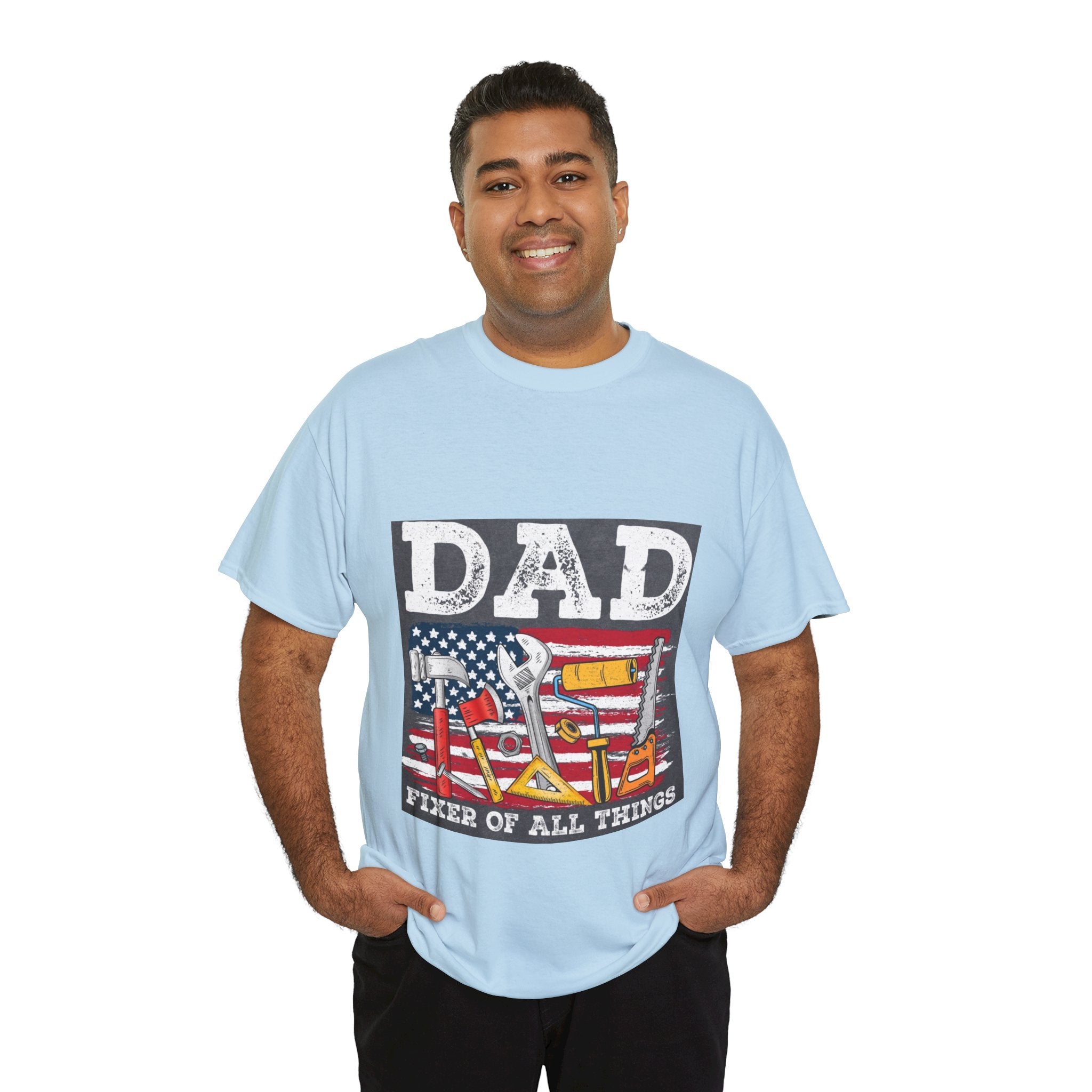Dad Fixer Of All Things T-Shirt — American Flag Tool Graphic Tee for Fathers