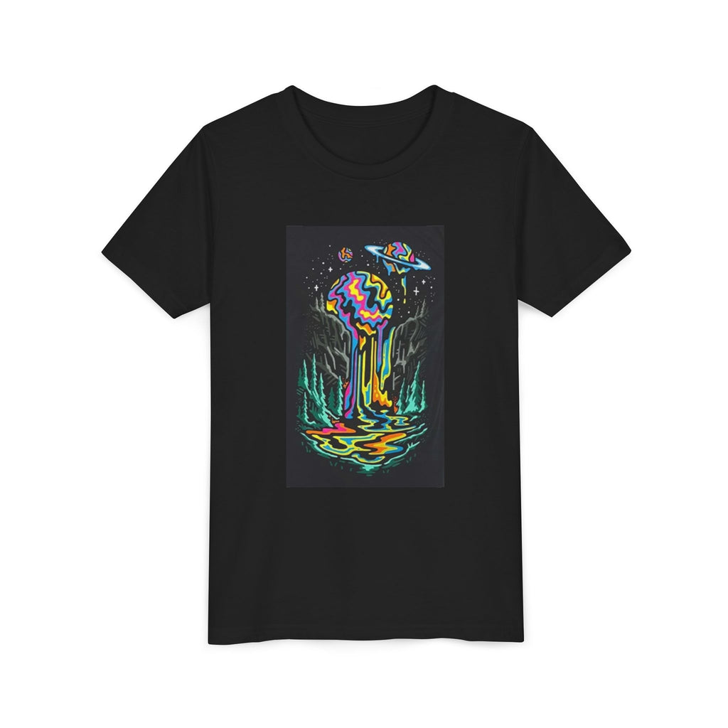 Youth Tee — Neon Drip Planet Space Graphic