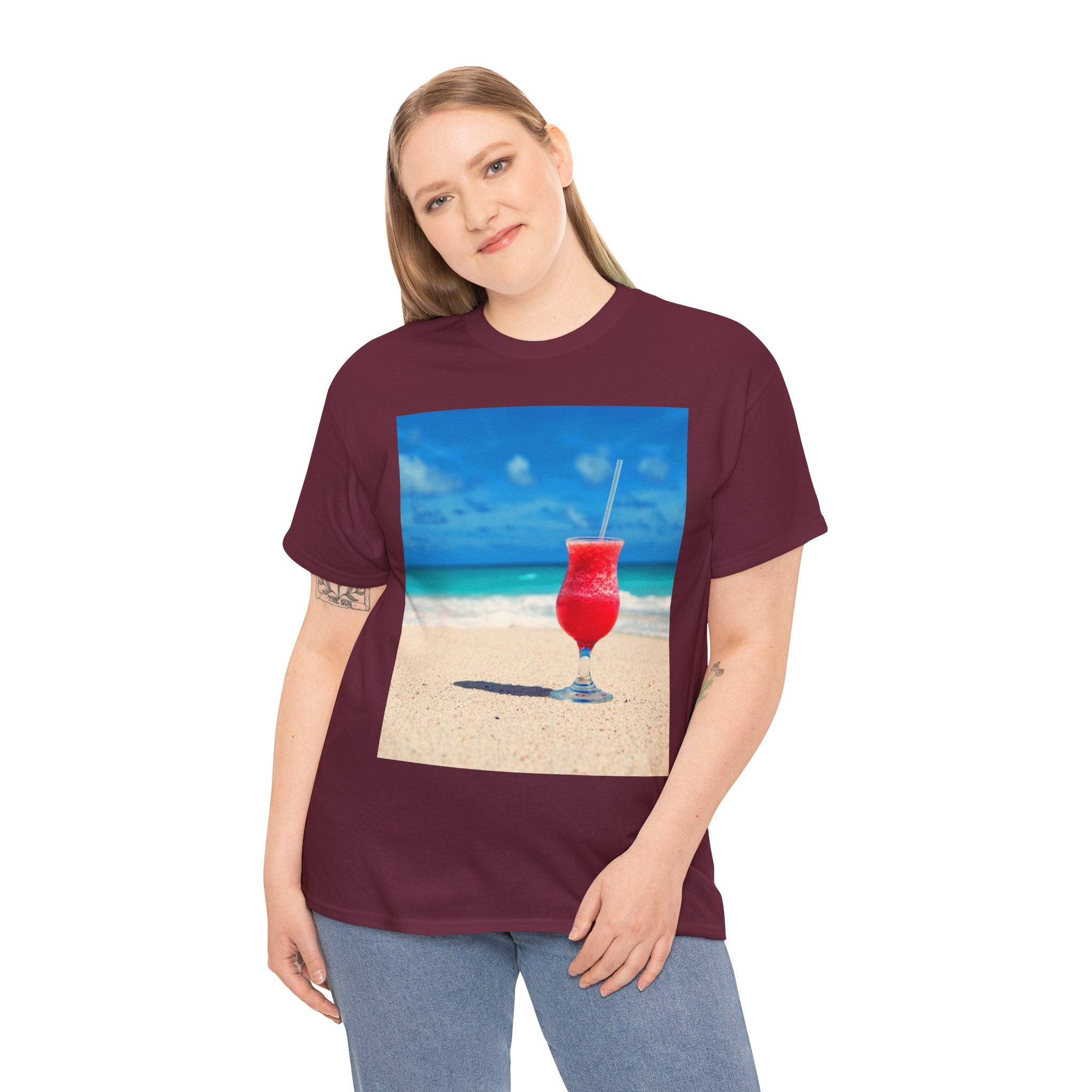 Tropical Beach Cocktail Graphic Tee (Summer Vacation Drink)