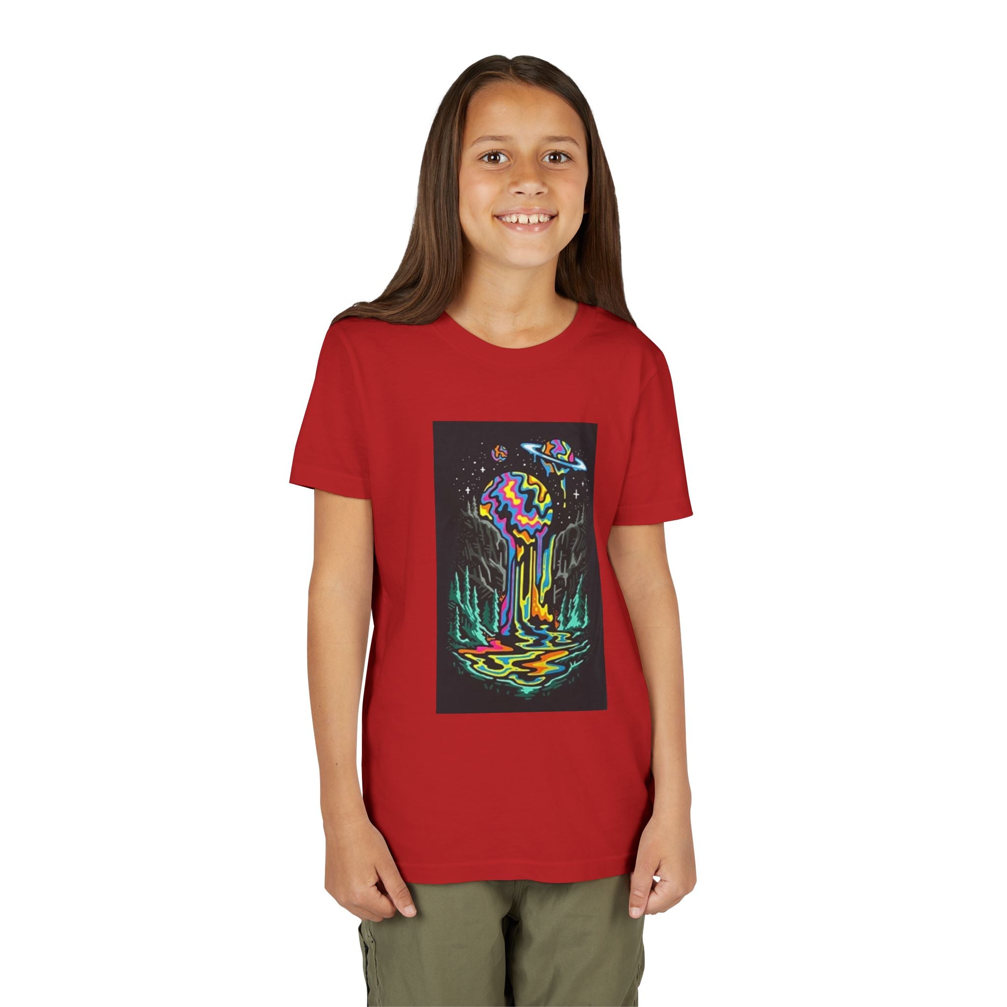 Youth Tee — Neon Drip Planet Space Graphic