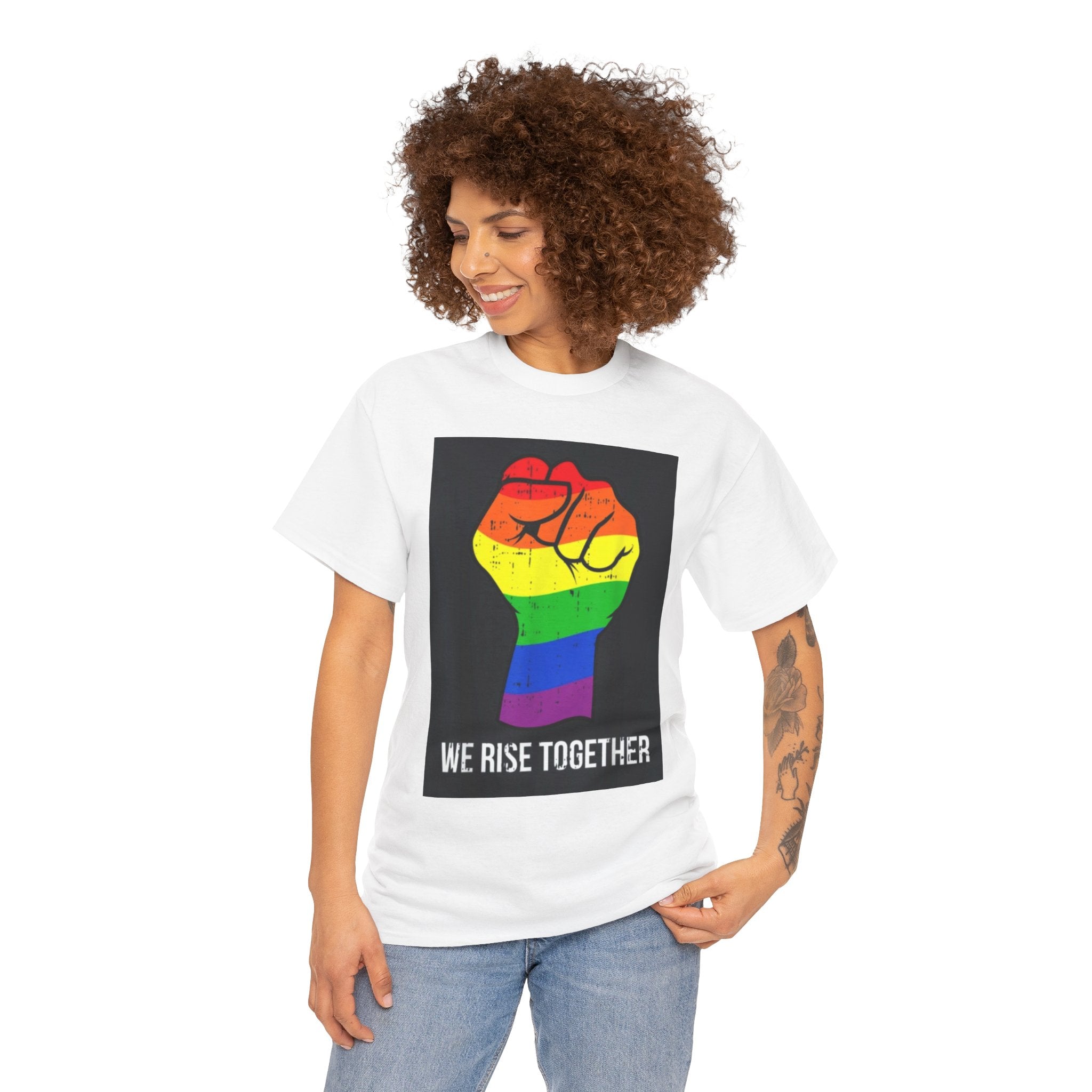 We Rise Together Rainbow Fist T-Shirt
