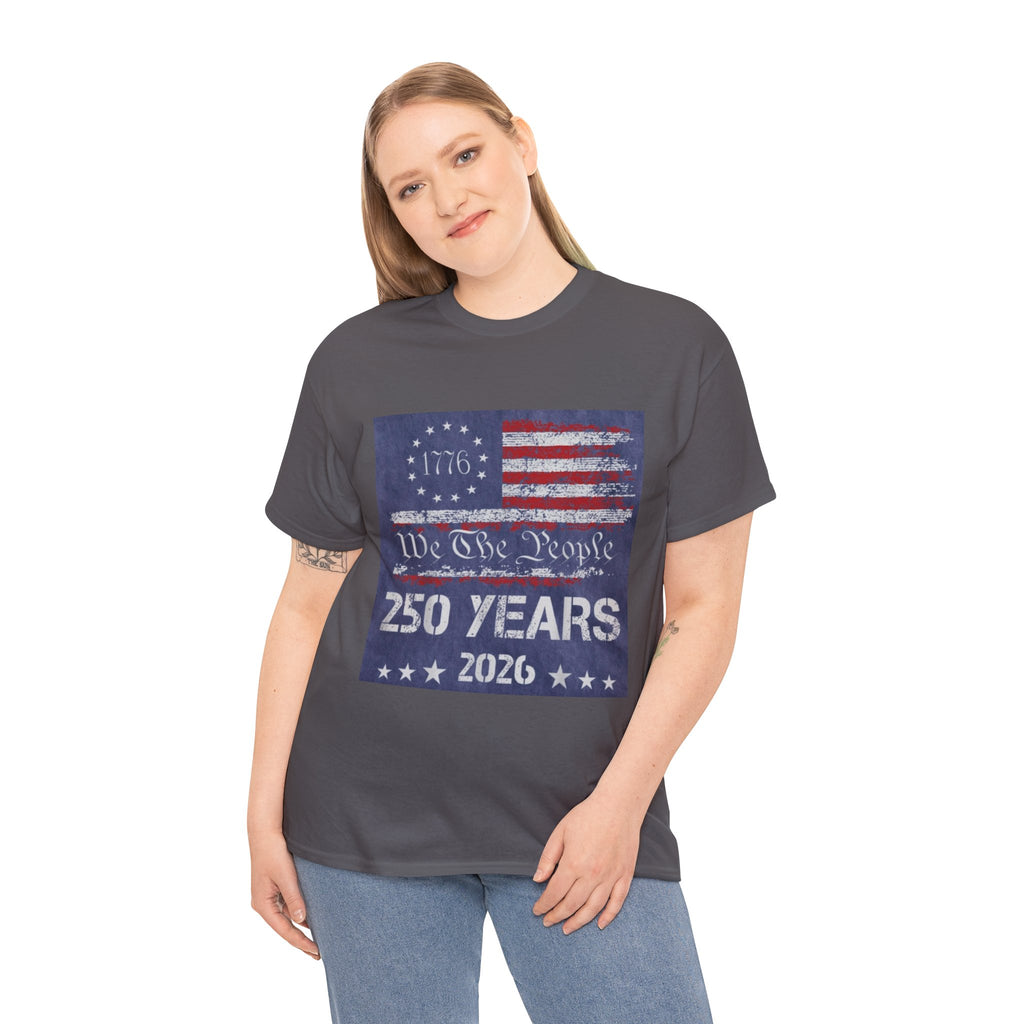 T-Shirt — Vintage 'We The People 250 Years 2026' Patriotic American Flag Tee