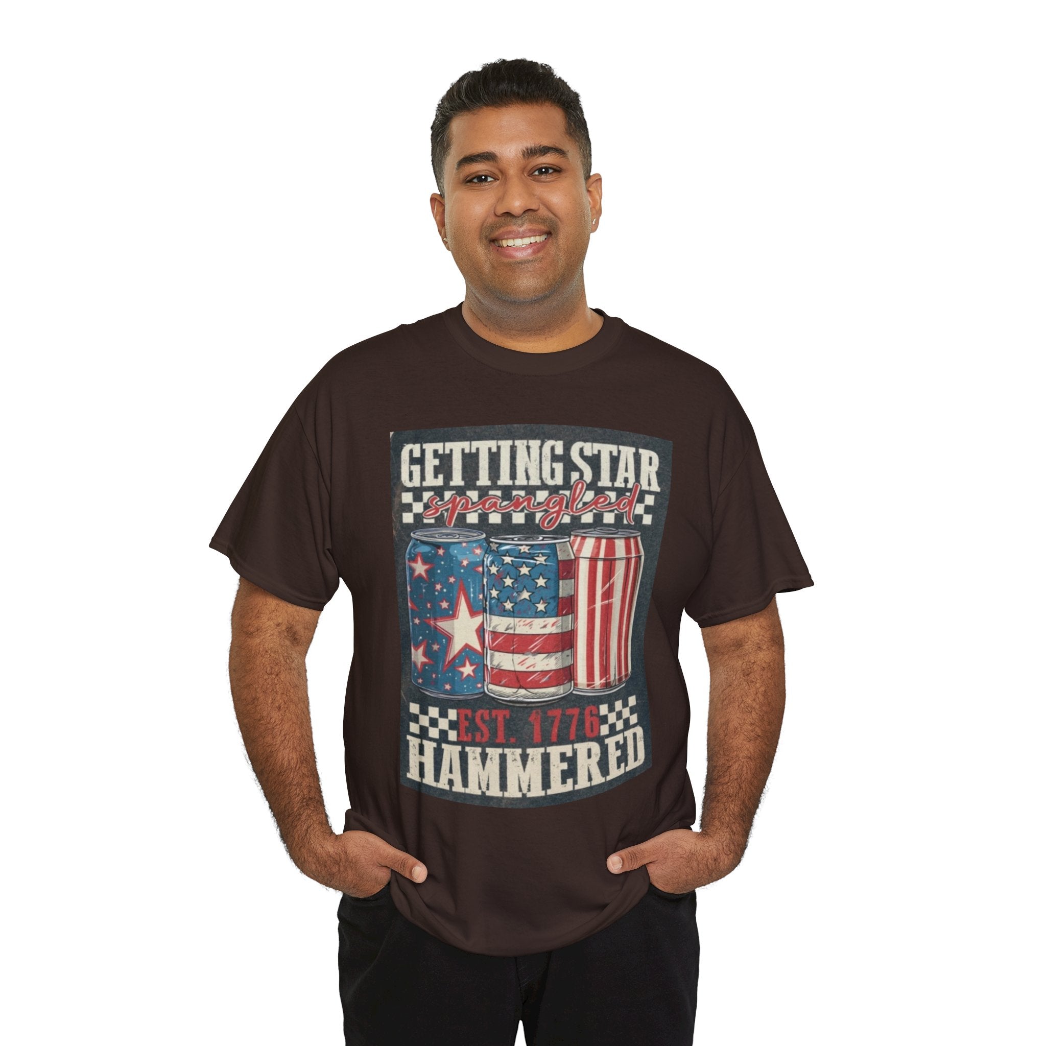 Getting Star Hammered Tee — Patriotic 4th of July Beer Can T-Shirt (Est. 1776)