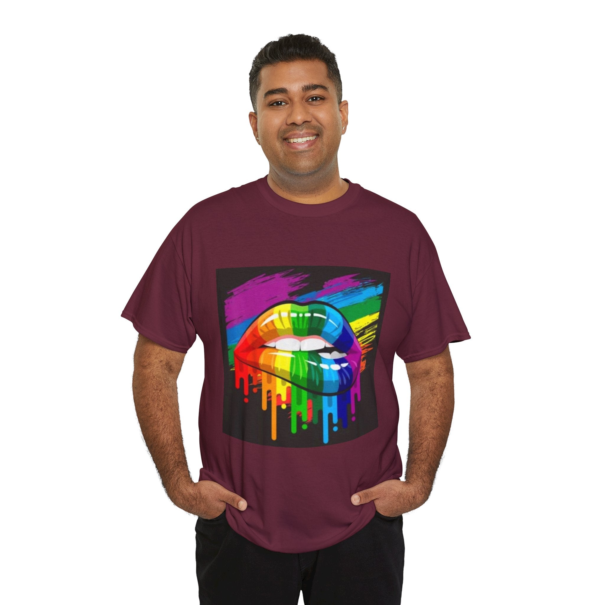 T-Shirt — Rainbow Drip Lips Pride Graphic Tee