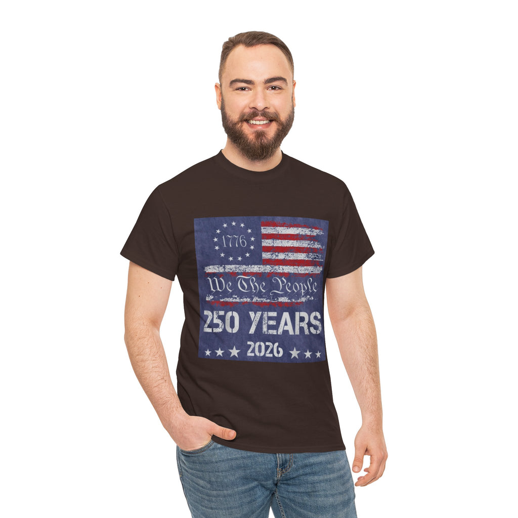 T-Shirt — Vintage 'We The People 250 Years 2026' Patriotic American Flag Tee