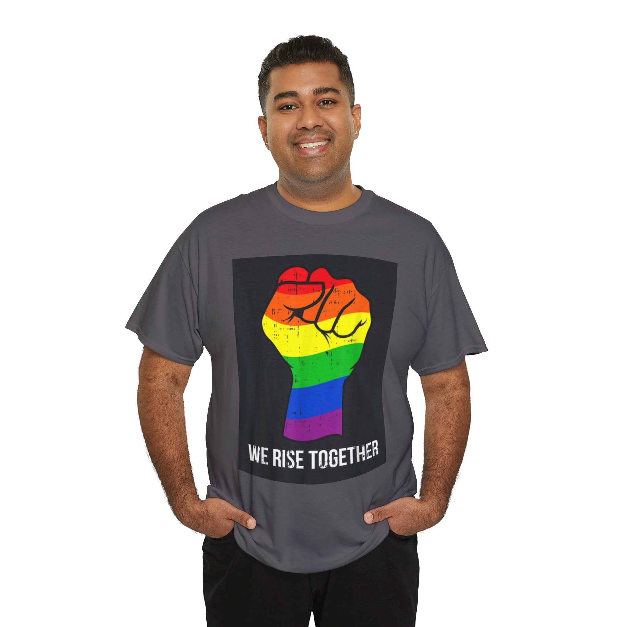 We Rise Together Rainbow Fist T-Shirt
