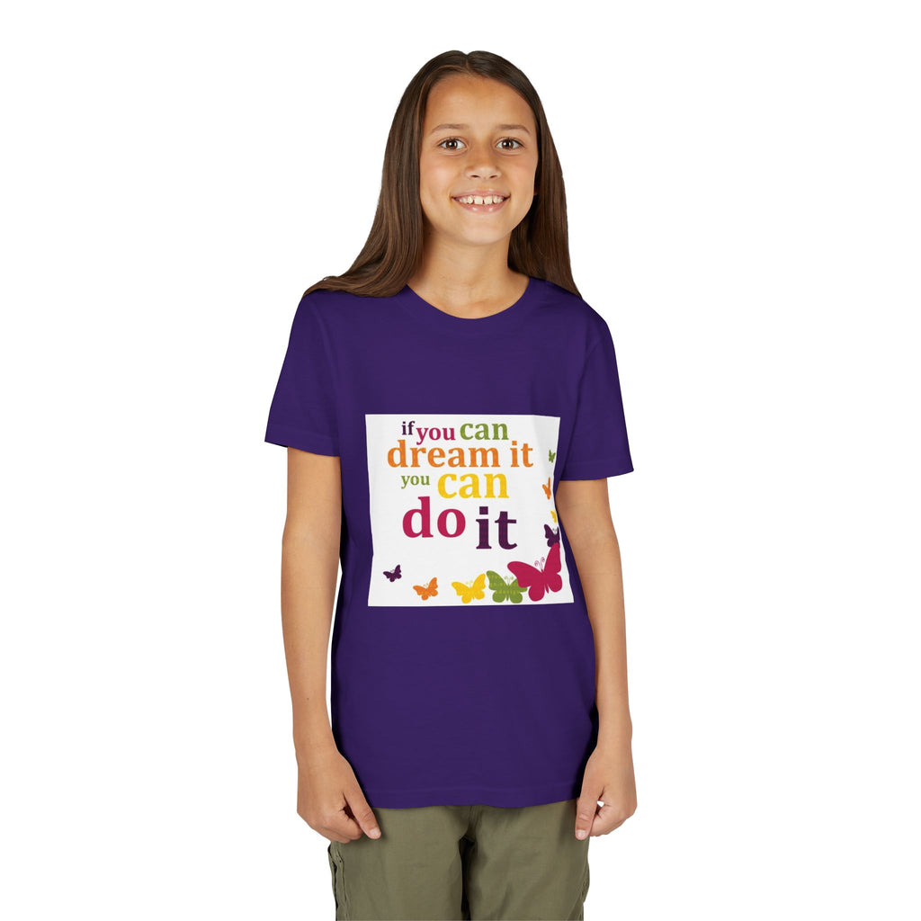 Youth Tee – "If You Can Dream It You Can Do It" Colorful Butterfly Inspirational Shirt