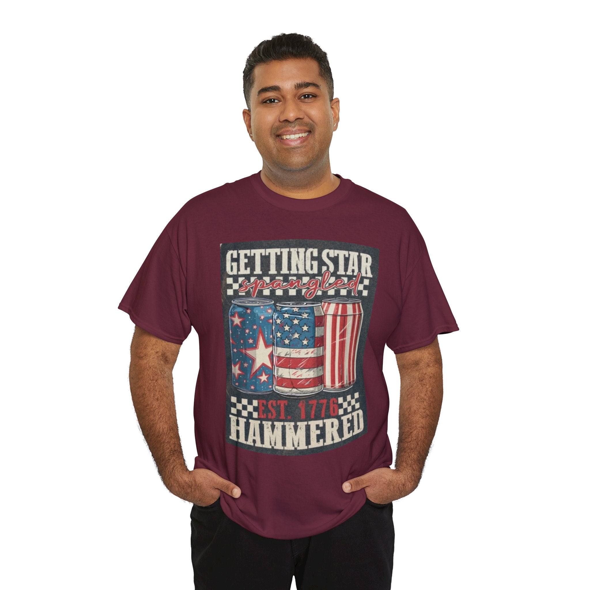 Getting Star Hammered Tee — Patriotic 4th of July Beer Can T-Shirt (Est. 1776)