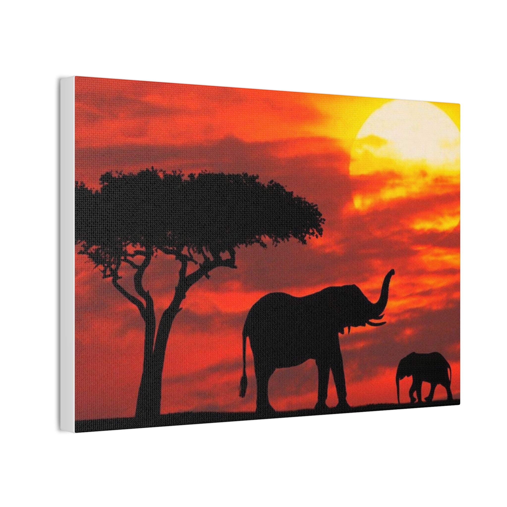 Elephant Sunset Canvas Print — African Safari Wall Art