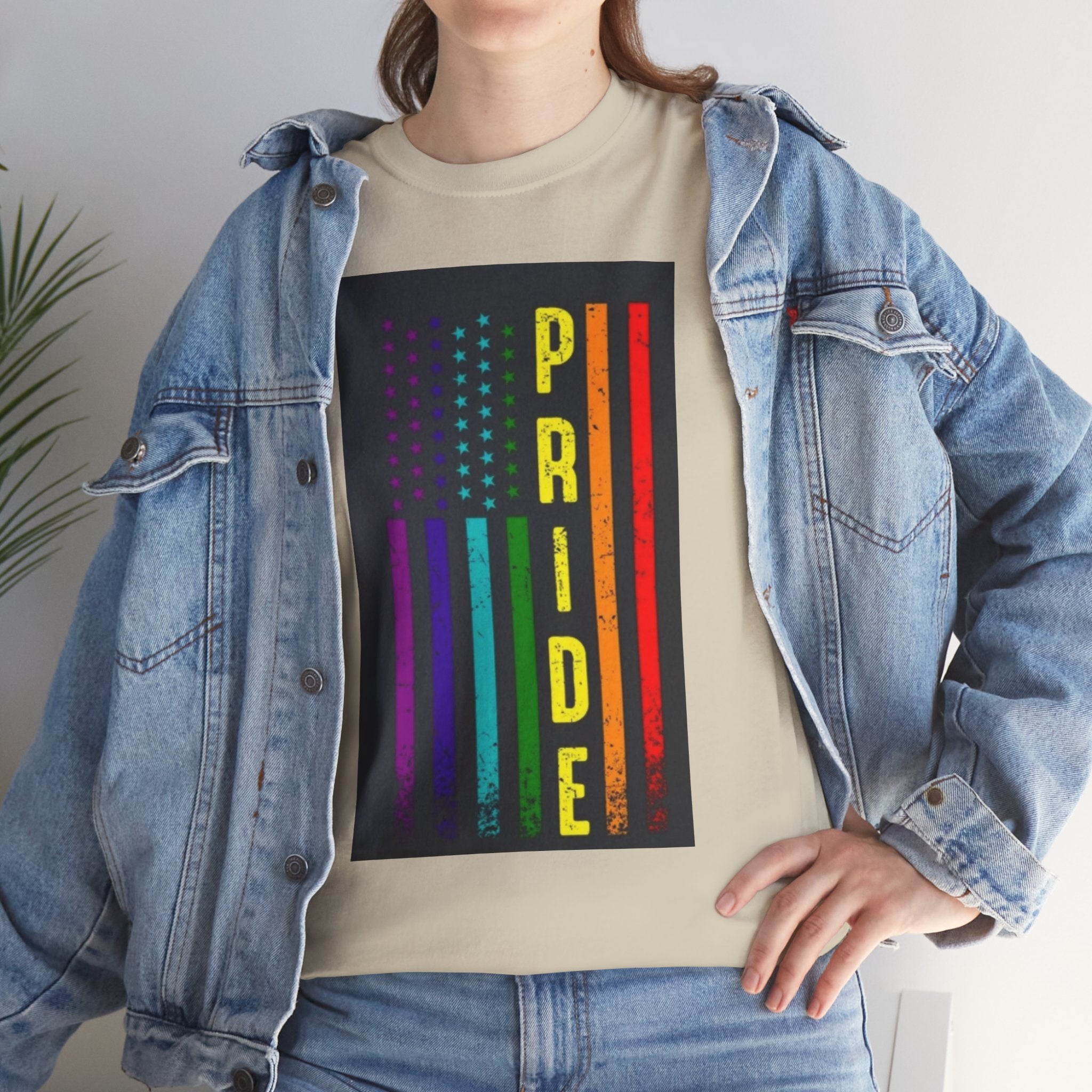Pride Rainbow Flag Tee — Vertical "PRIDE" Graphic T-Shirt