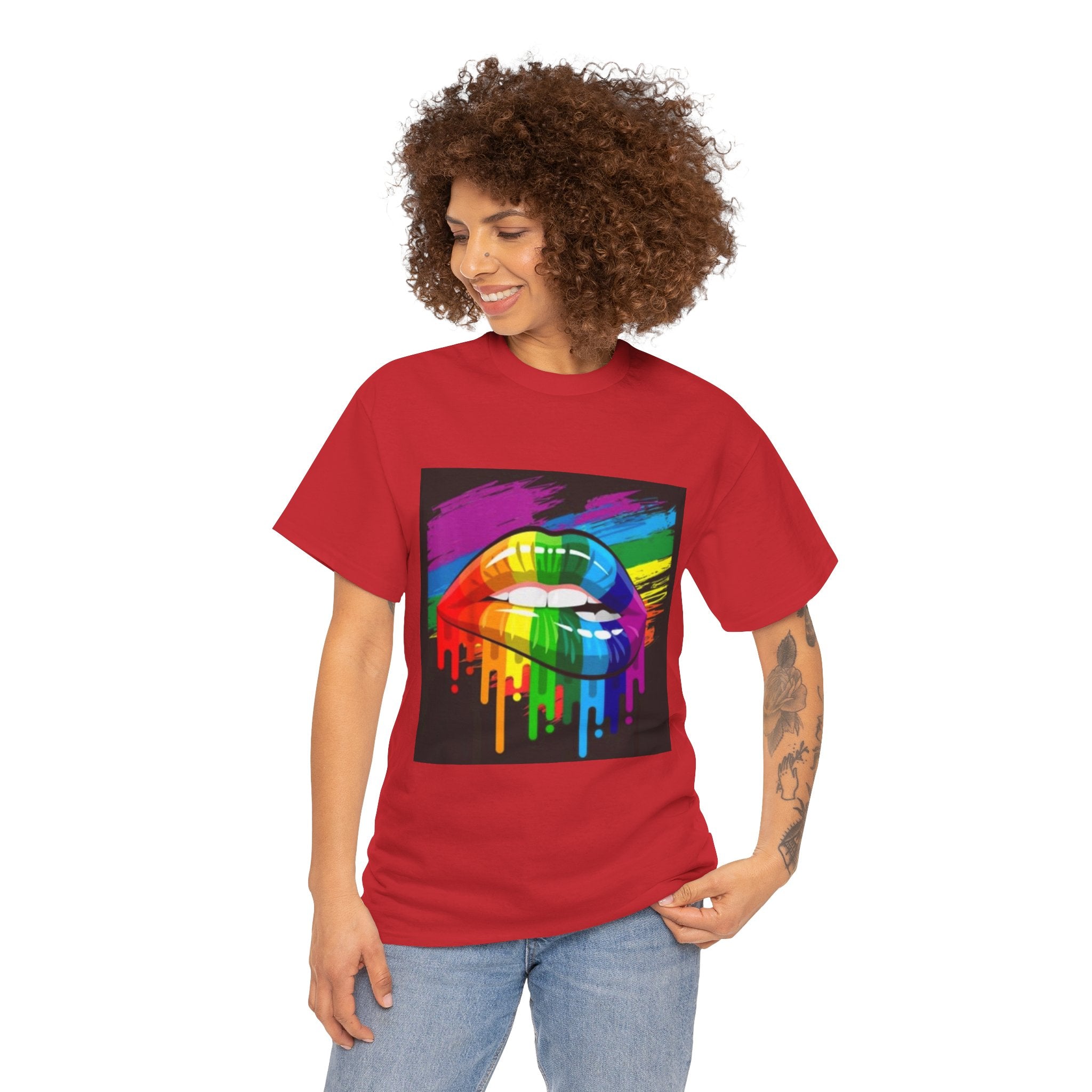 T-Shirt — Rainbow Drip Lips Pride Graphic Tee