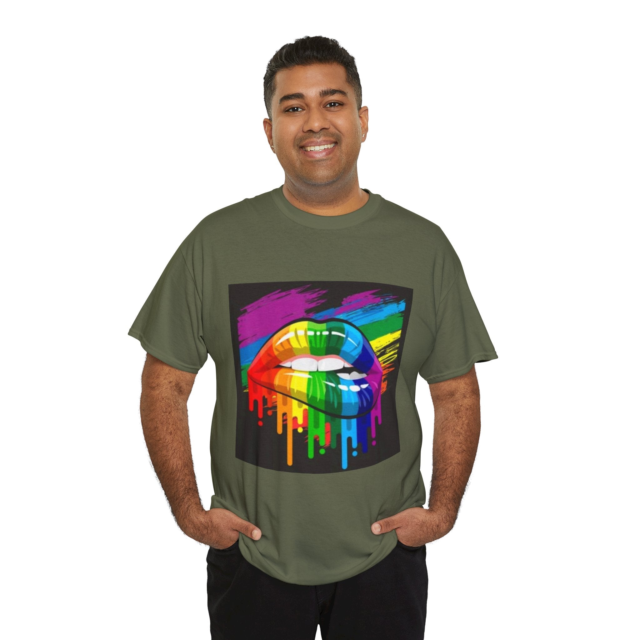 T-Shirt — Rainbow Drip Lips Pride Graphic Tee