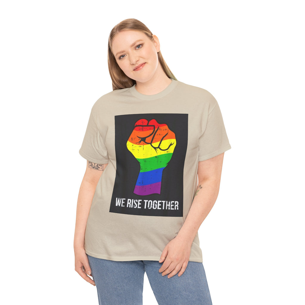We Rise Together Rainbow Fist T-Shirt