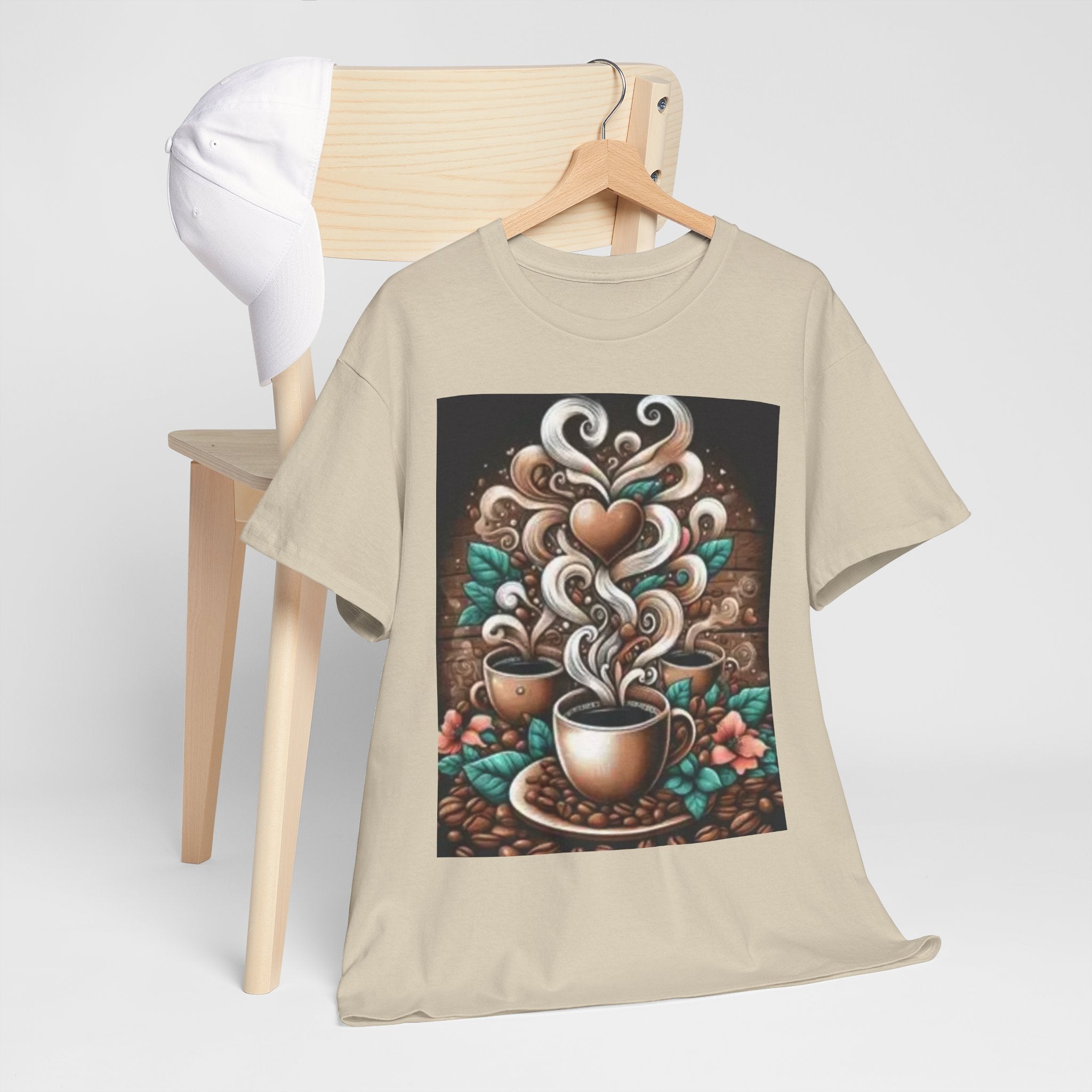 Coffee Cup T-Shirt — Whimsical Steaming Heart Coffee Design