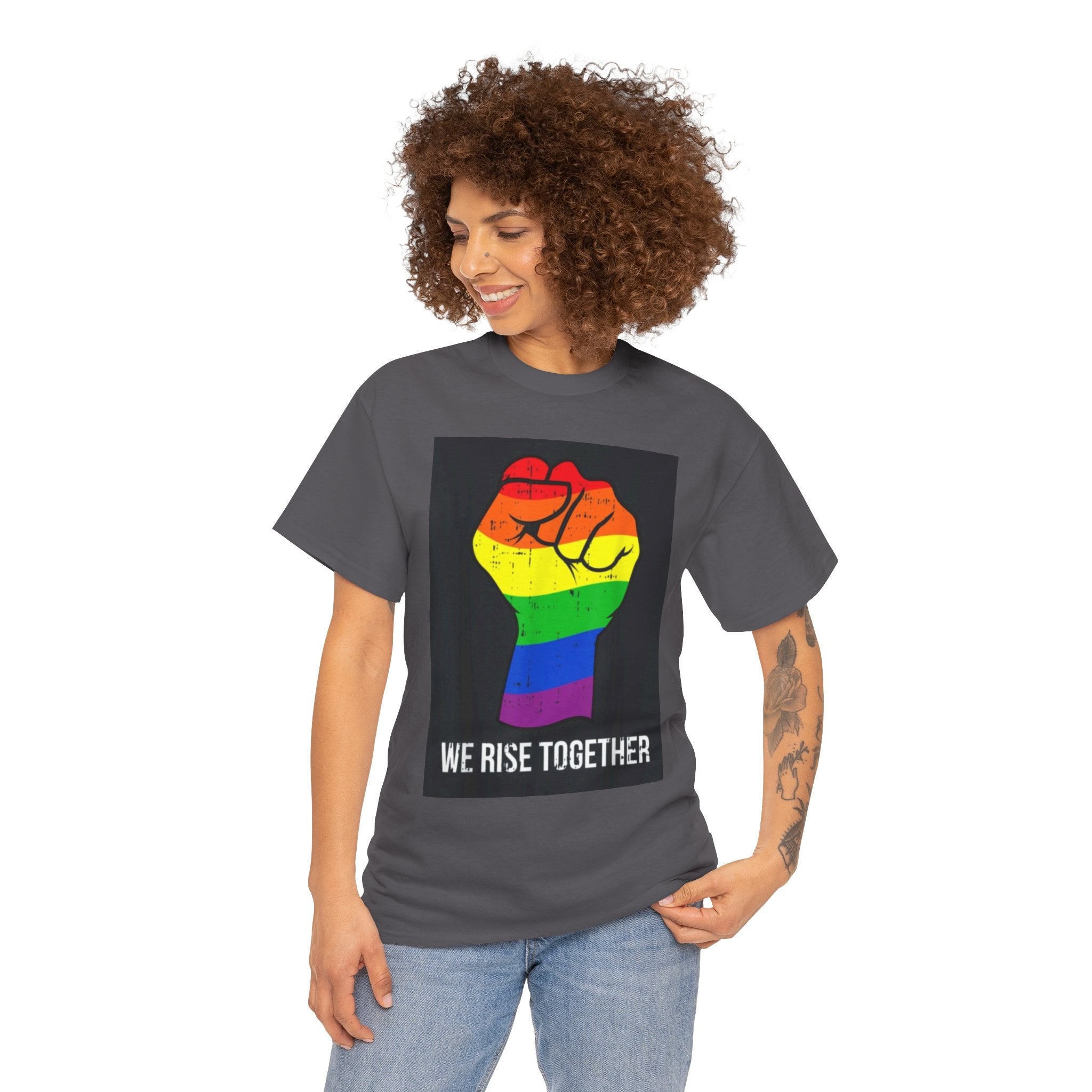 We Rise Together Rainbow Fist T-Shirt