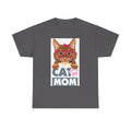 Cat Mom T-Shirt — Cute Cat Face Graphic Tee with "CAT MOM" Paw Print