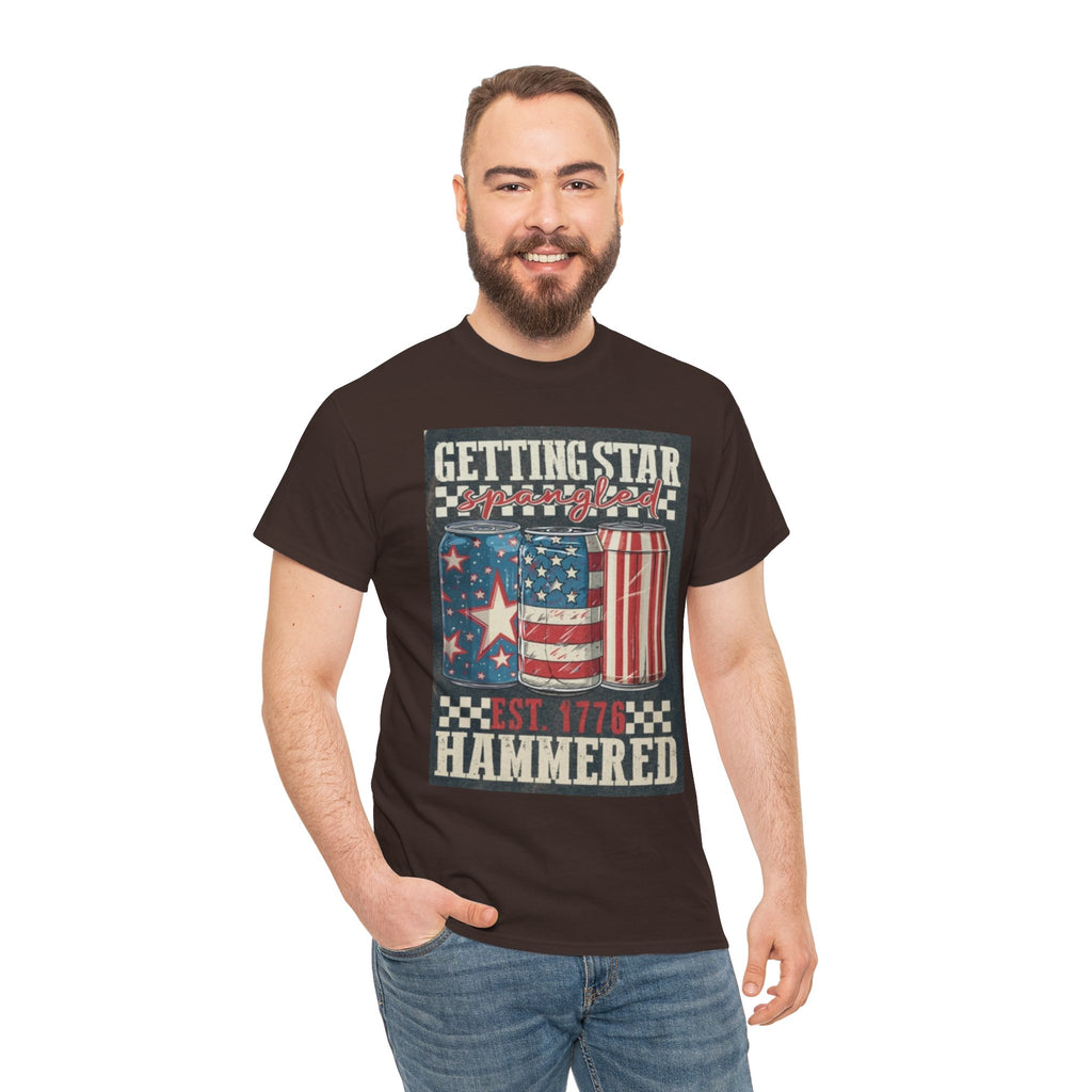 Getting Star Hammered Tee — Patriotic 4th of July Beer Can T-Shirt (Est. 1776)