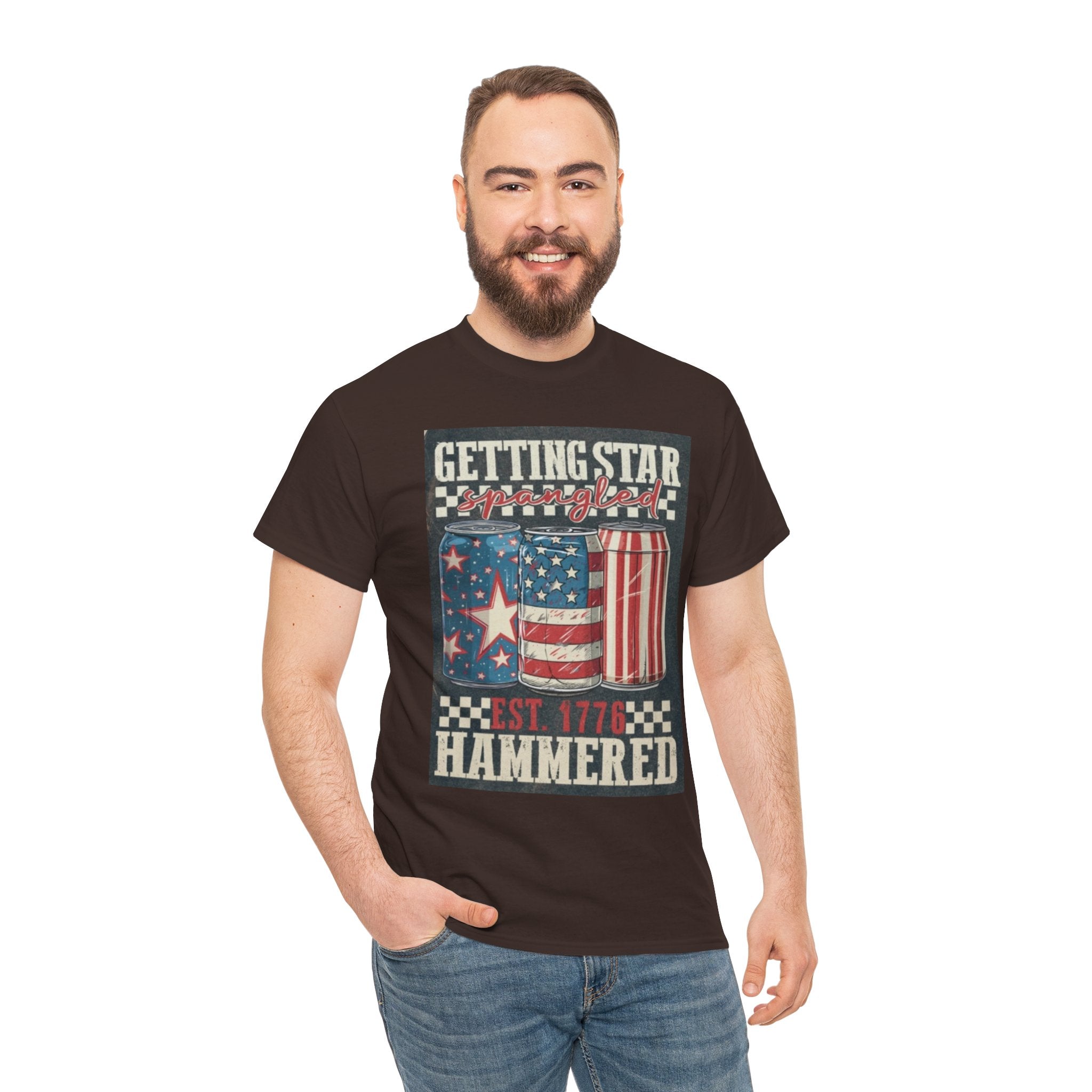 Getting Star Hammered Tee — Patriotic 4th of July Beer Can T-Shirt (Est. 1776)