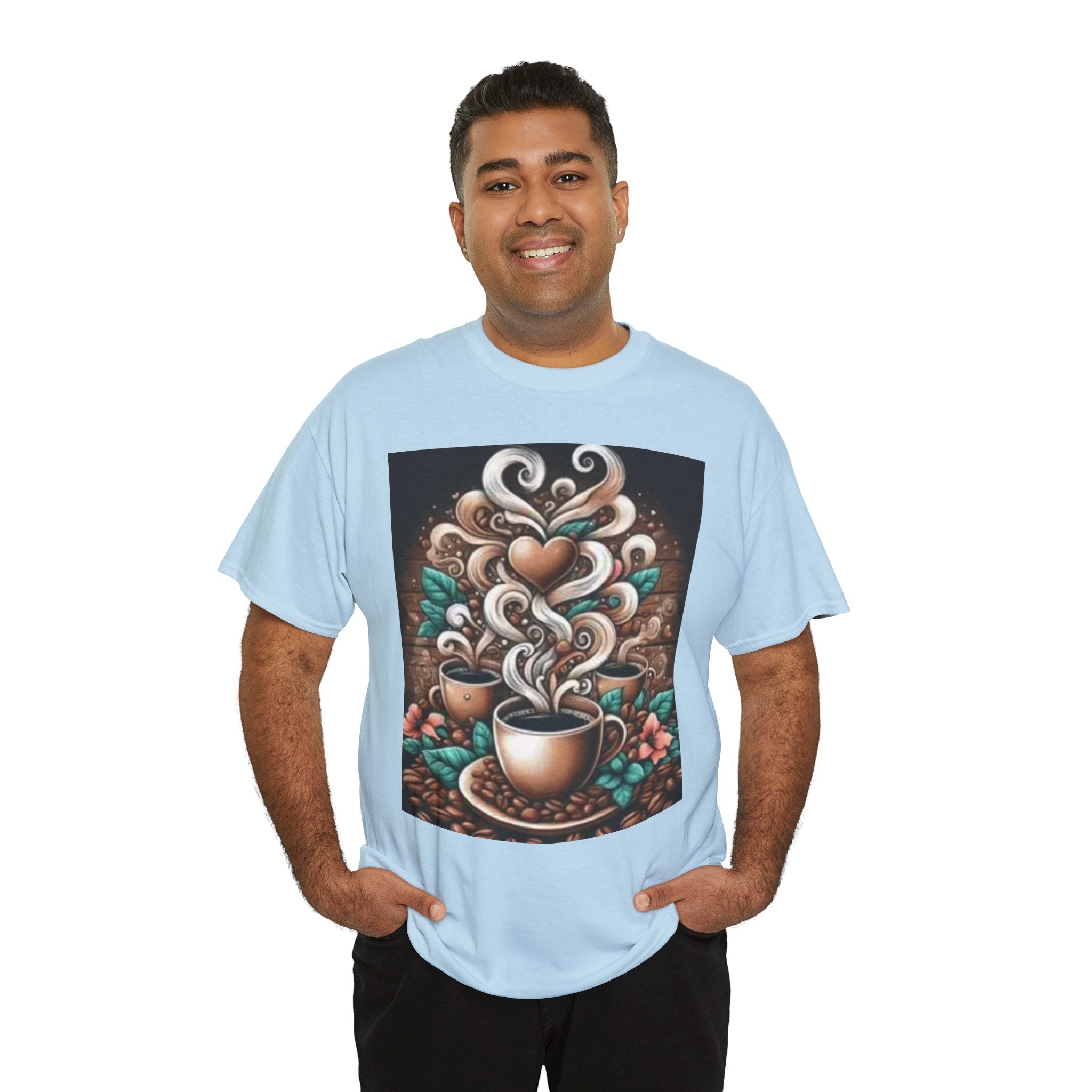 Coffee Cup T-Shirt — Whimsical Steaming Heart Coffee Design
