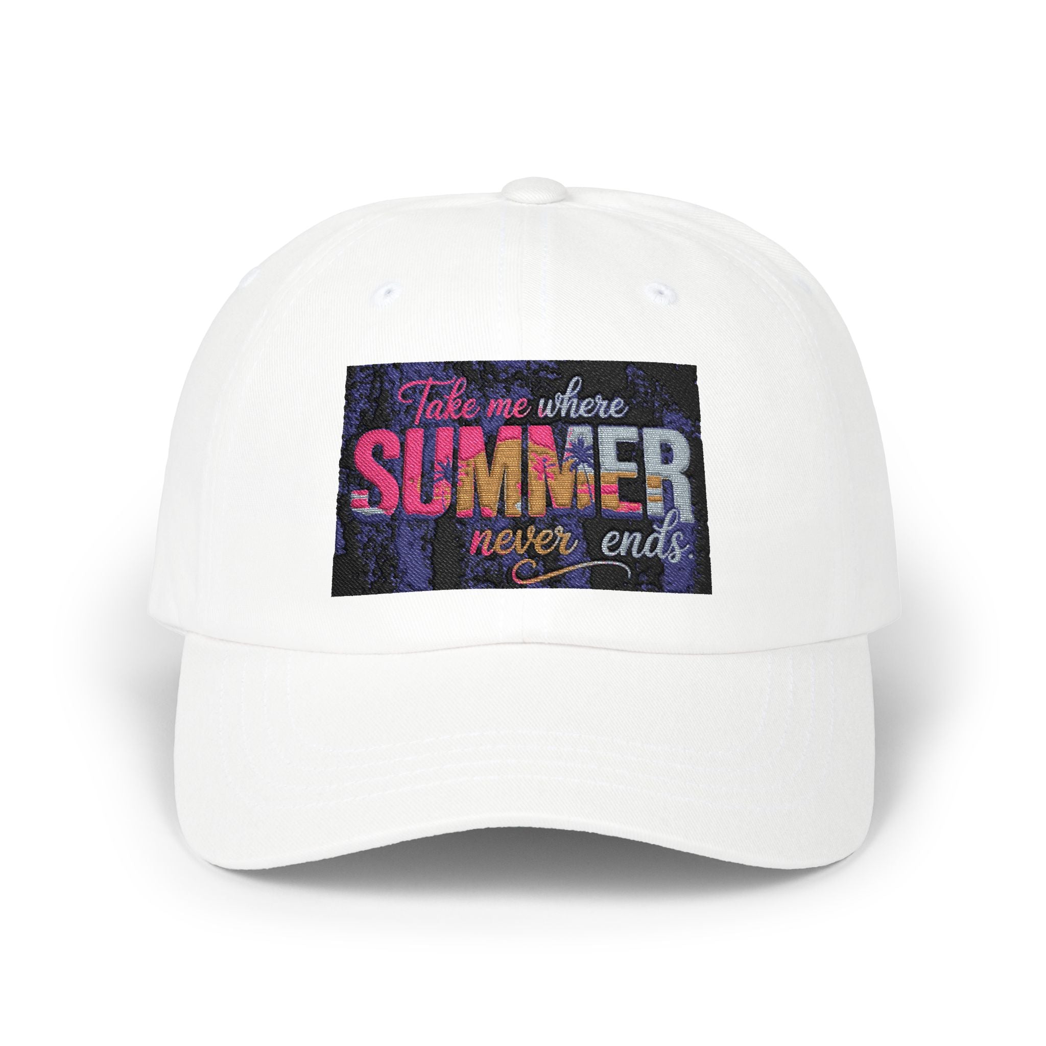 Dad Cap - 'Take Me Where Summer Never Ends' Embroidered Vintage Beach Hat