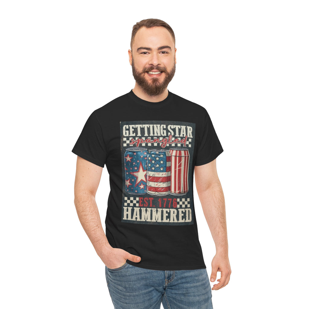 Getting Star Hammered Tee — Patriotic 4th of July Beer Can T-Shirt (Est. 1776)