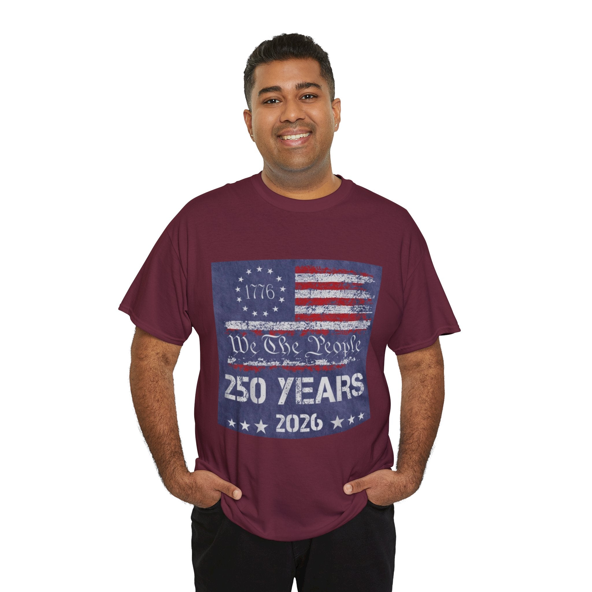 T-Shirt — Vintage 'We The People 250 Years 2026' Patriotic American Flag Tee